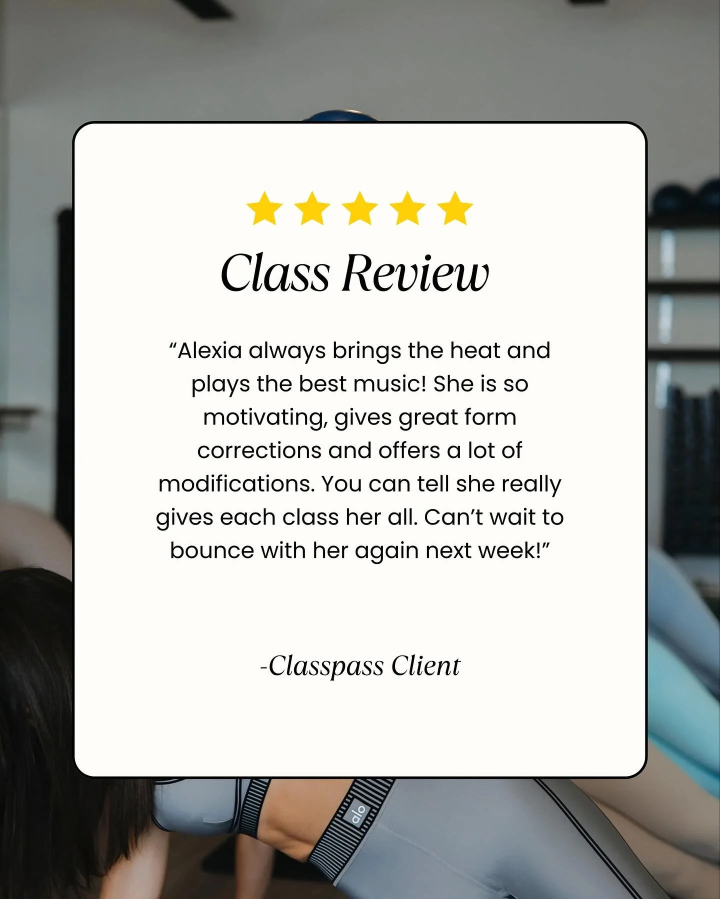 Take a look at what one of our clients has to say about @alexiasilling &lsquo;s bounce class!

💙💙💙