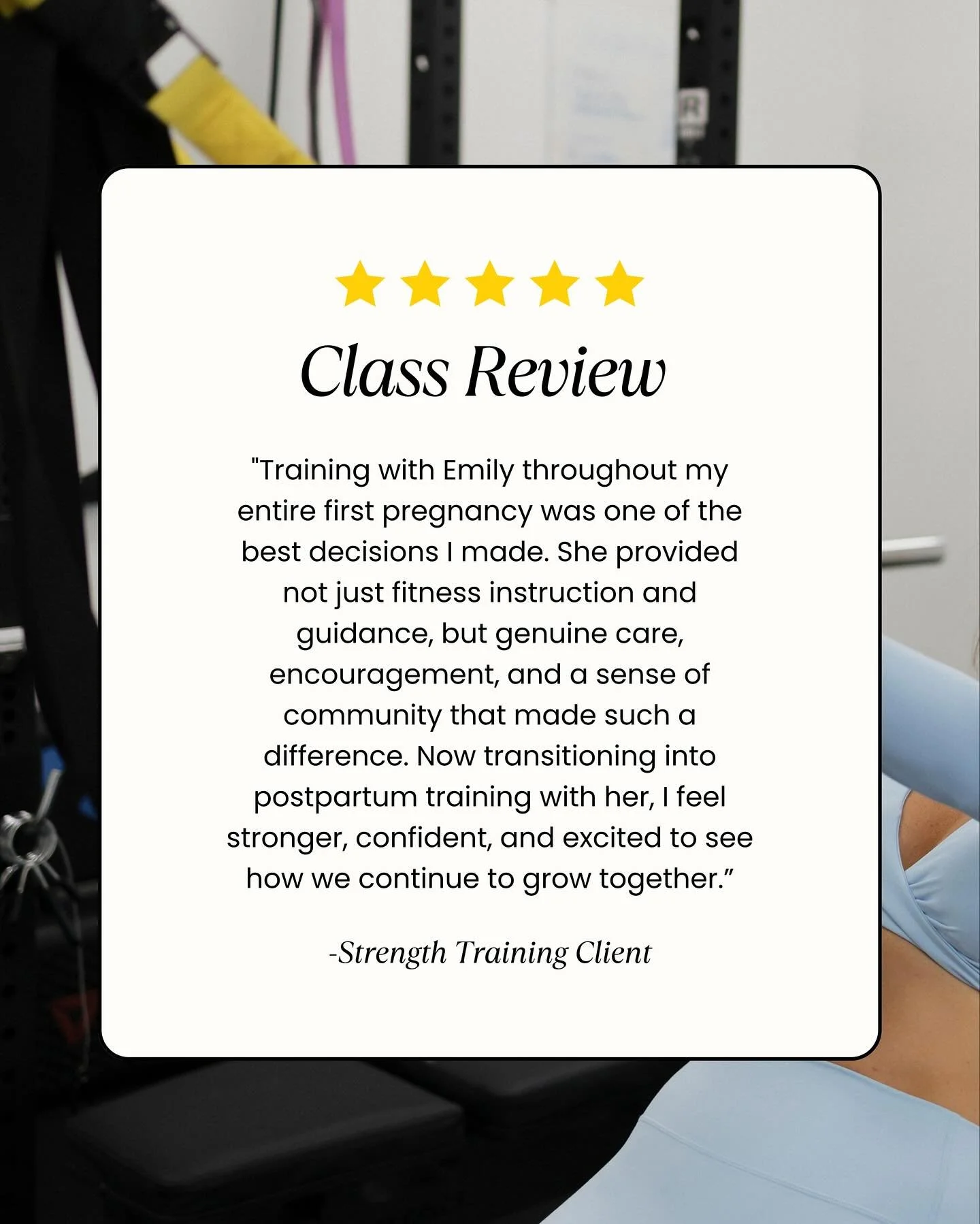 Take a look at what one of our clients has to say about @soulshineandstrength &lsquo;s Strength Training class! 

💙💙💙