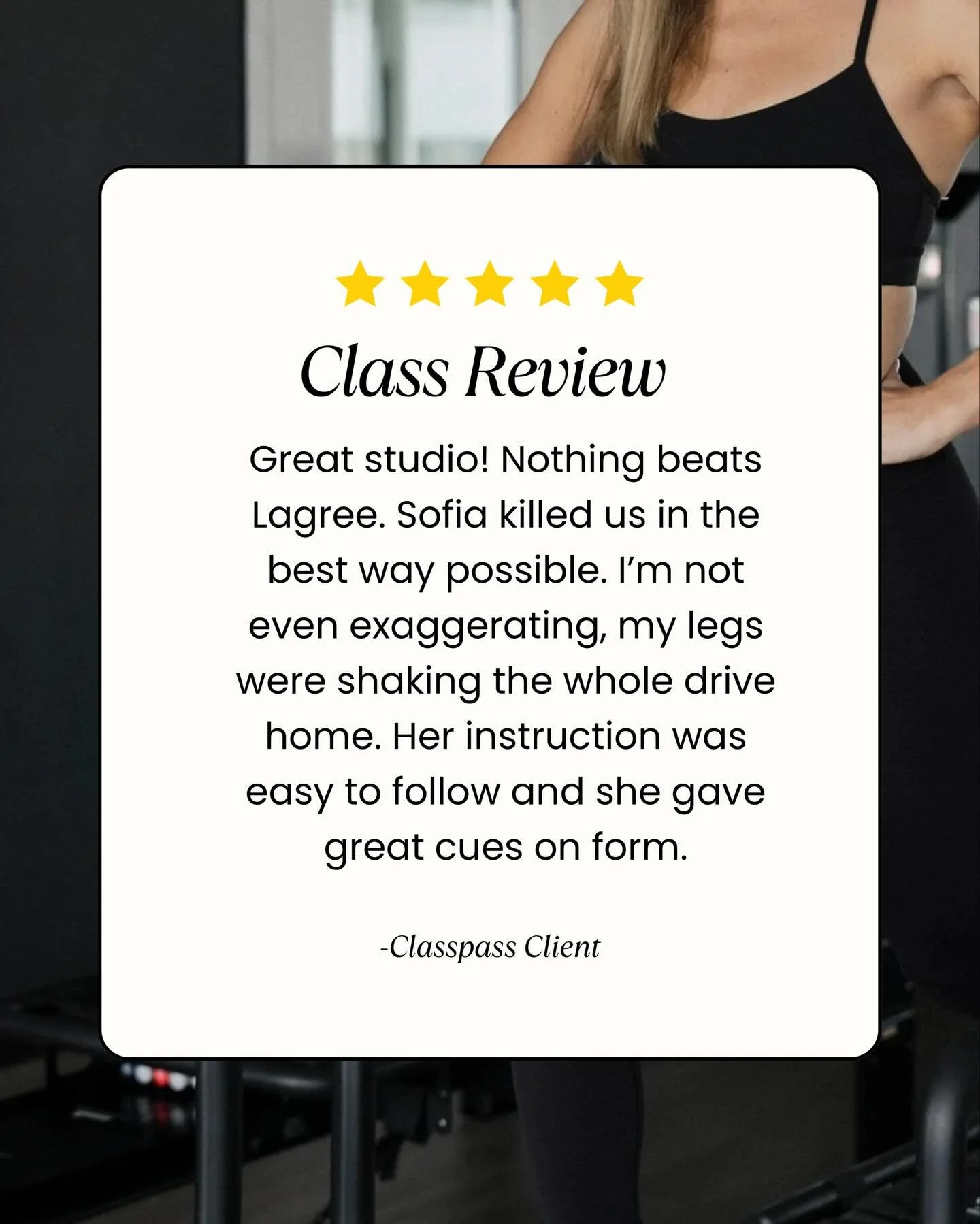 See what one of our clients has to say about @sophia.hoff &lsquo;s Lagree class! 

💙💙💙