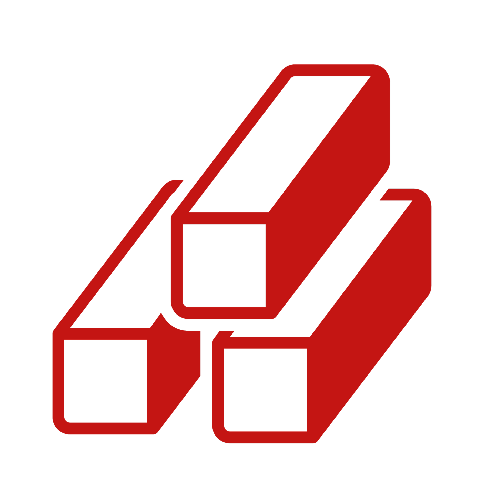 An illustration of red and black geometric shaped blocks connected to form a bold, interconnected logo or design.