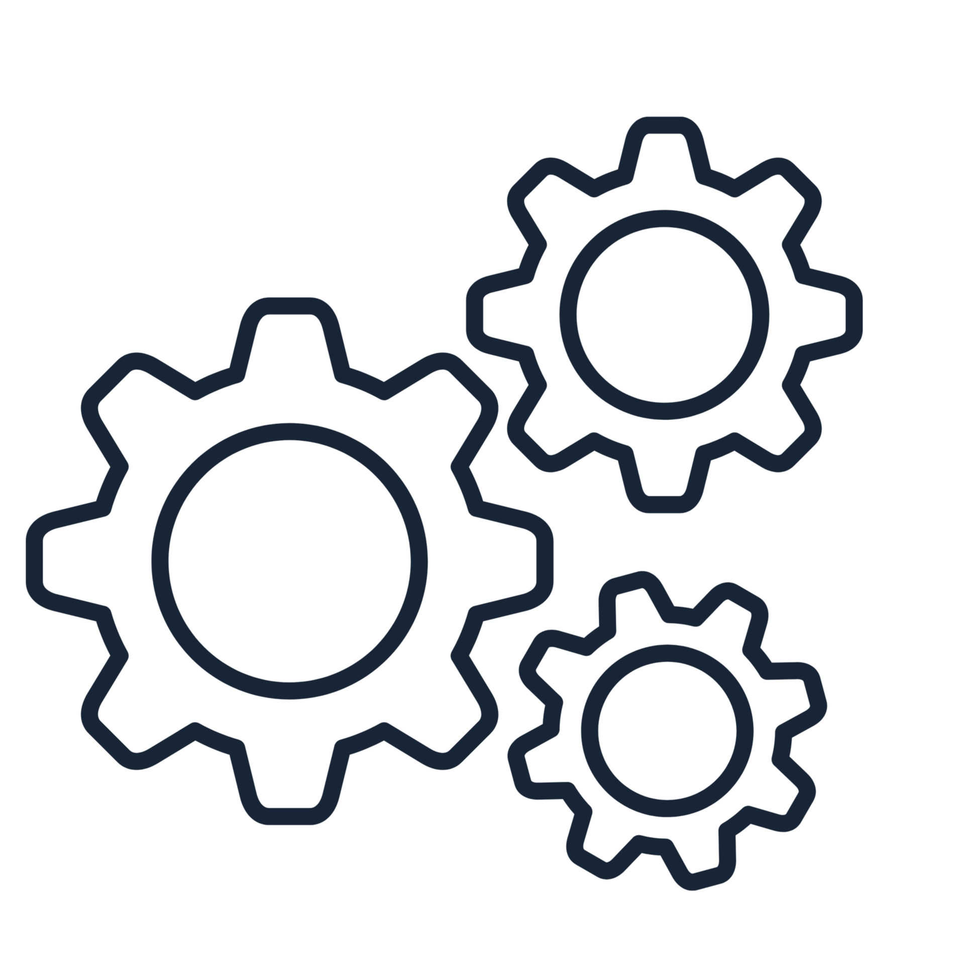 Outline of interconnected gears, symbolizing machinery or system settings.