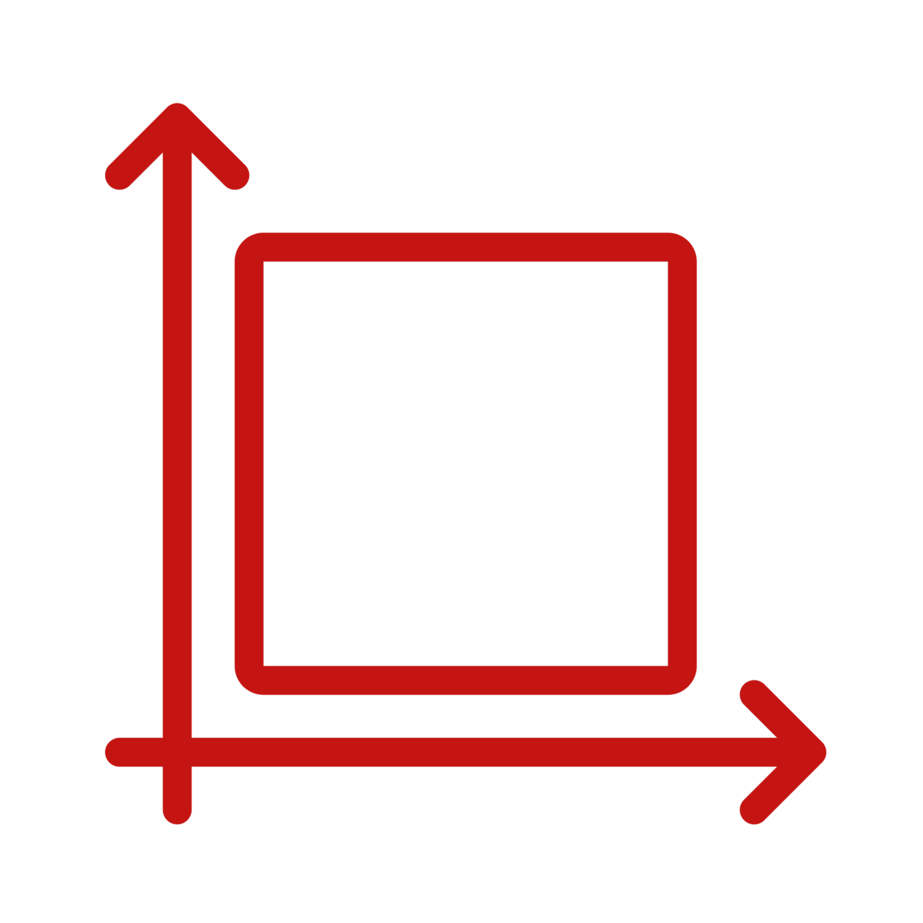 Red outline of a computer monitor with a red arrow pointing upward and a red arrow pointing to the right, over a black background.