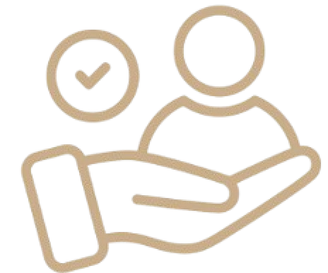 Illustration of a hand holding a smartphone with a checkmark and a gear icon above it.