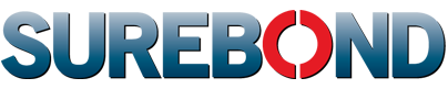 Sur-end logo with stylized text in blue and red