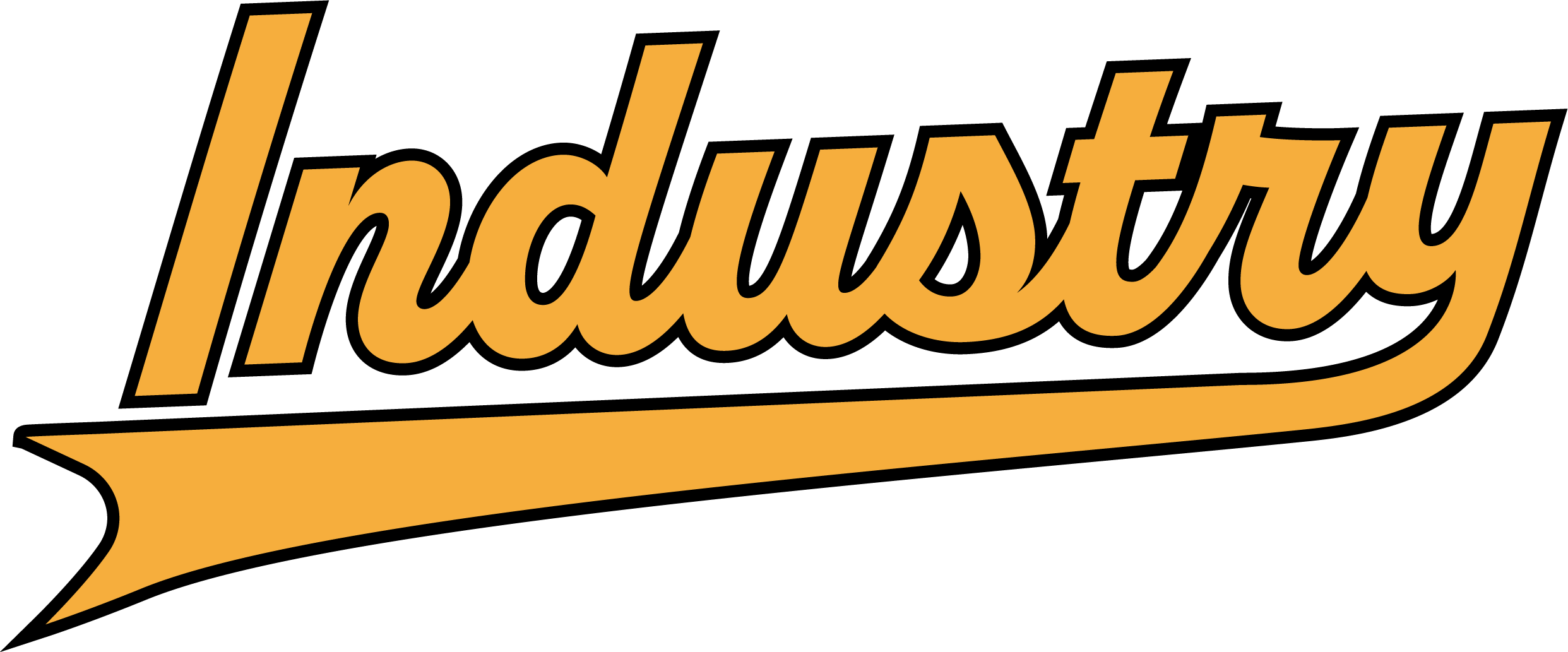 Merchandise and Apparel - Orange industry logo with the word "Industry" in cursive within a speech bubble shape.