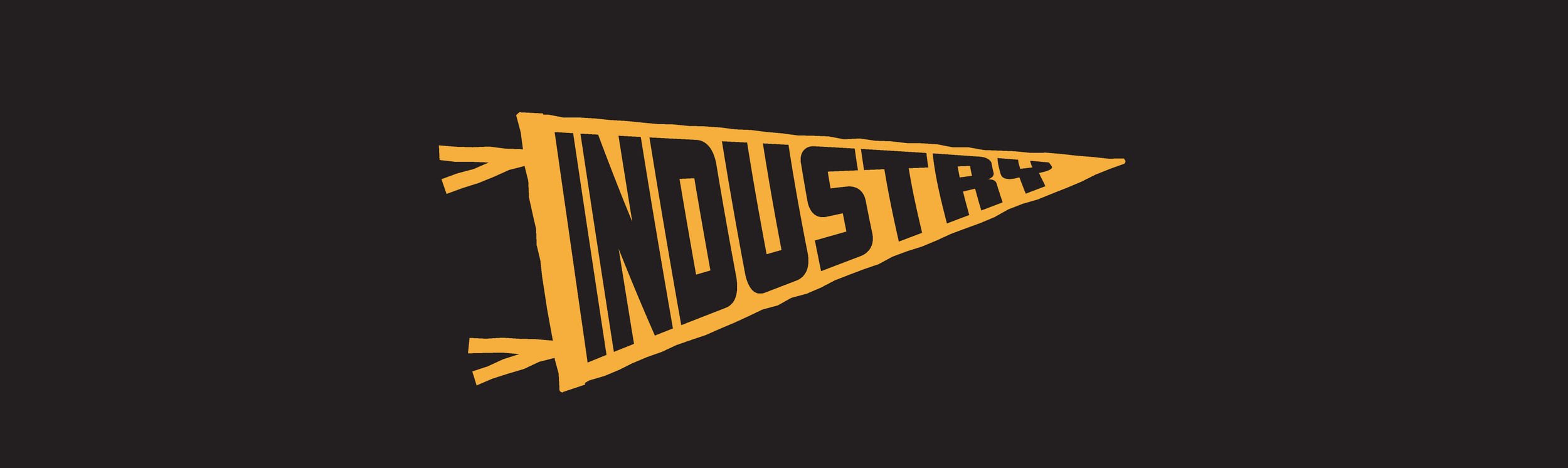 Merchandise and Apparel - A pennant flag with the word 'INDUSTRY' written inside, orange on black background.