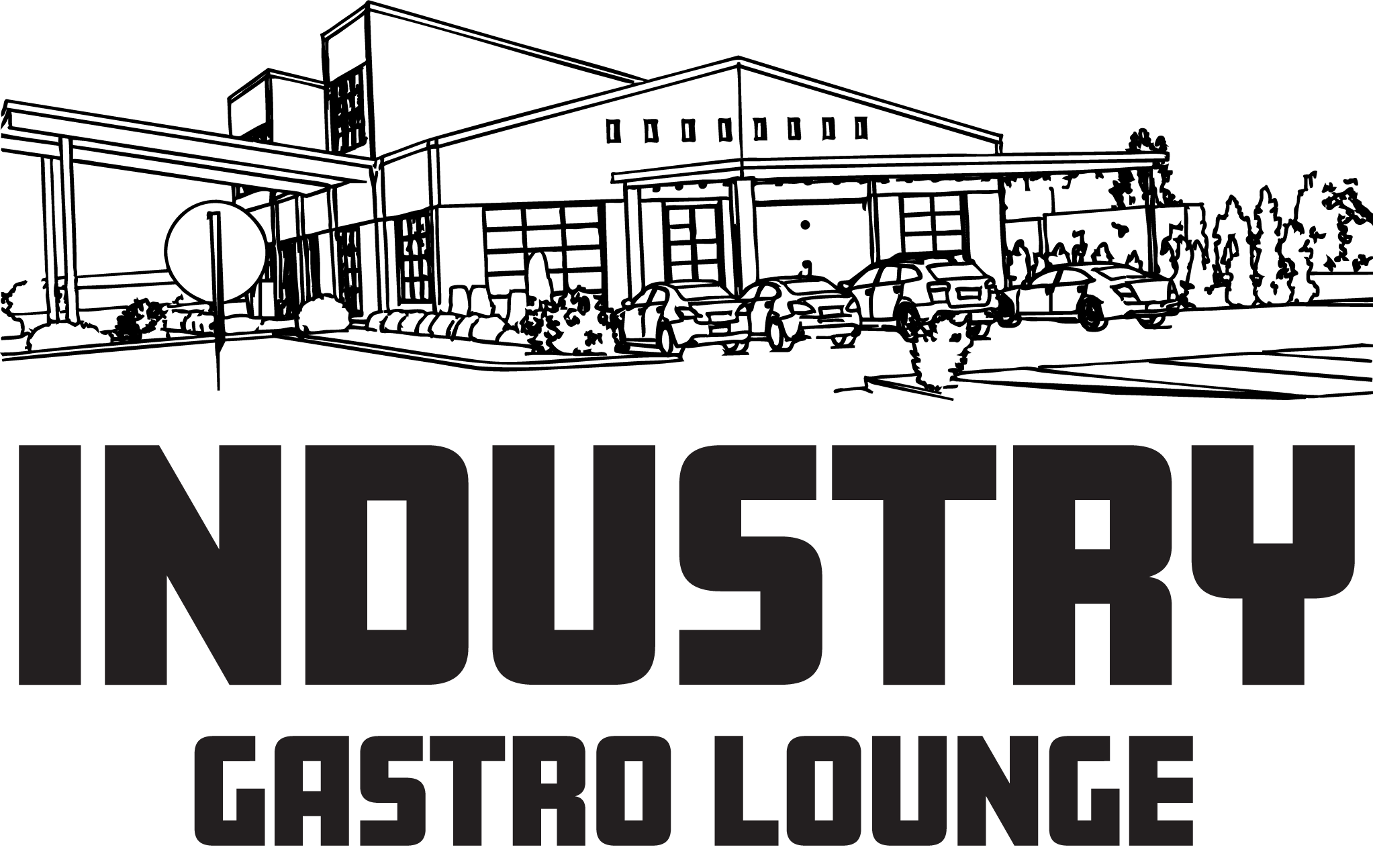 Logo of Industry Gastro Lounge with a stylized chef's hat and the text 'INDUSTRY GASTRO LOUNGE' in bold black letters.