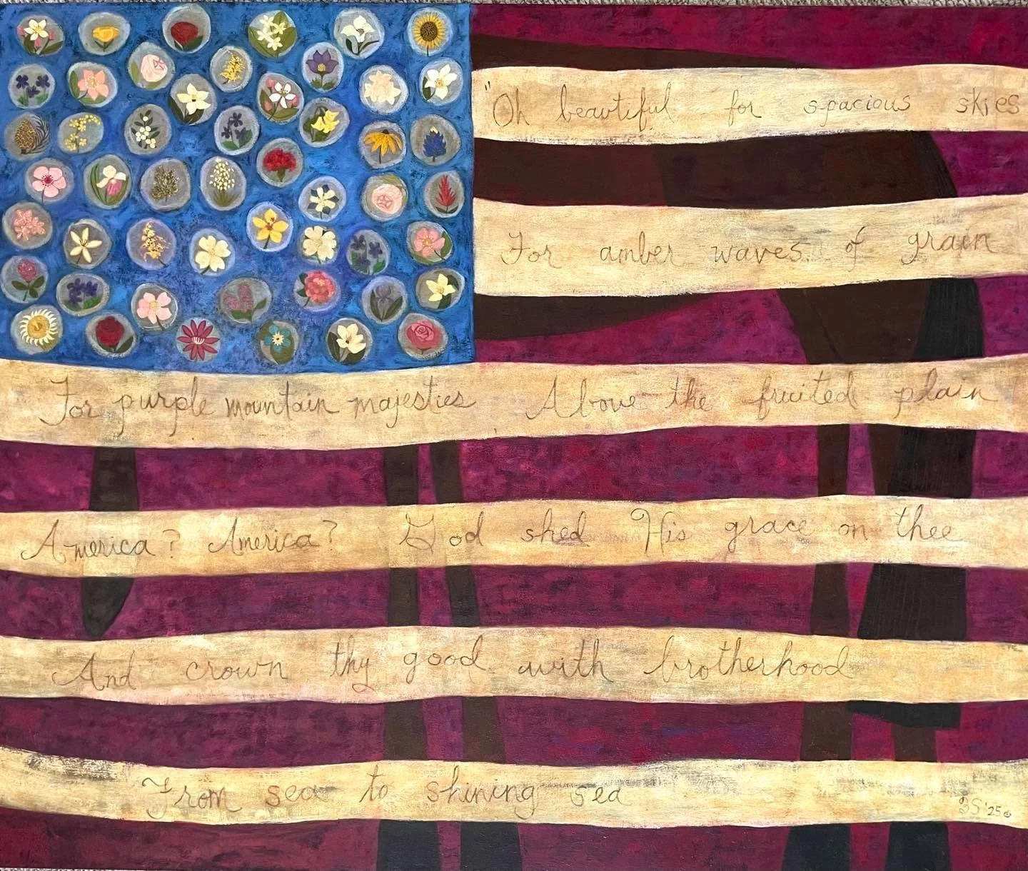 AMERICA.  new oil on canvas, 50&rdquo;x42&rdquo;.
c.2025  info. ellenskidmoreart@gmail.com
