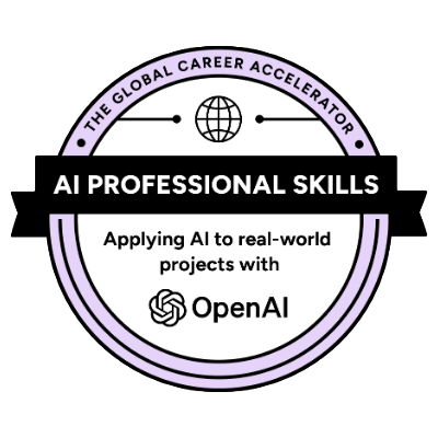 Recipient gained practical knowledge of artificial intelligence, including how large language models (LLMs) like ChatGPT function, and how to responsibly and effectively use them in professional settings. Through real-world examples and guided instru