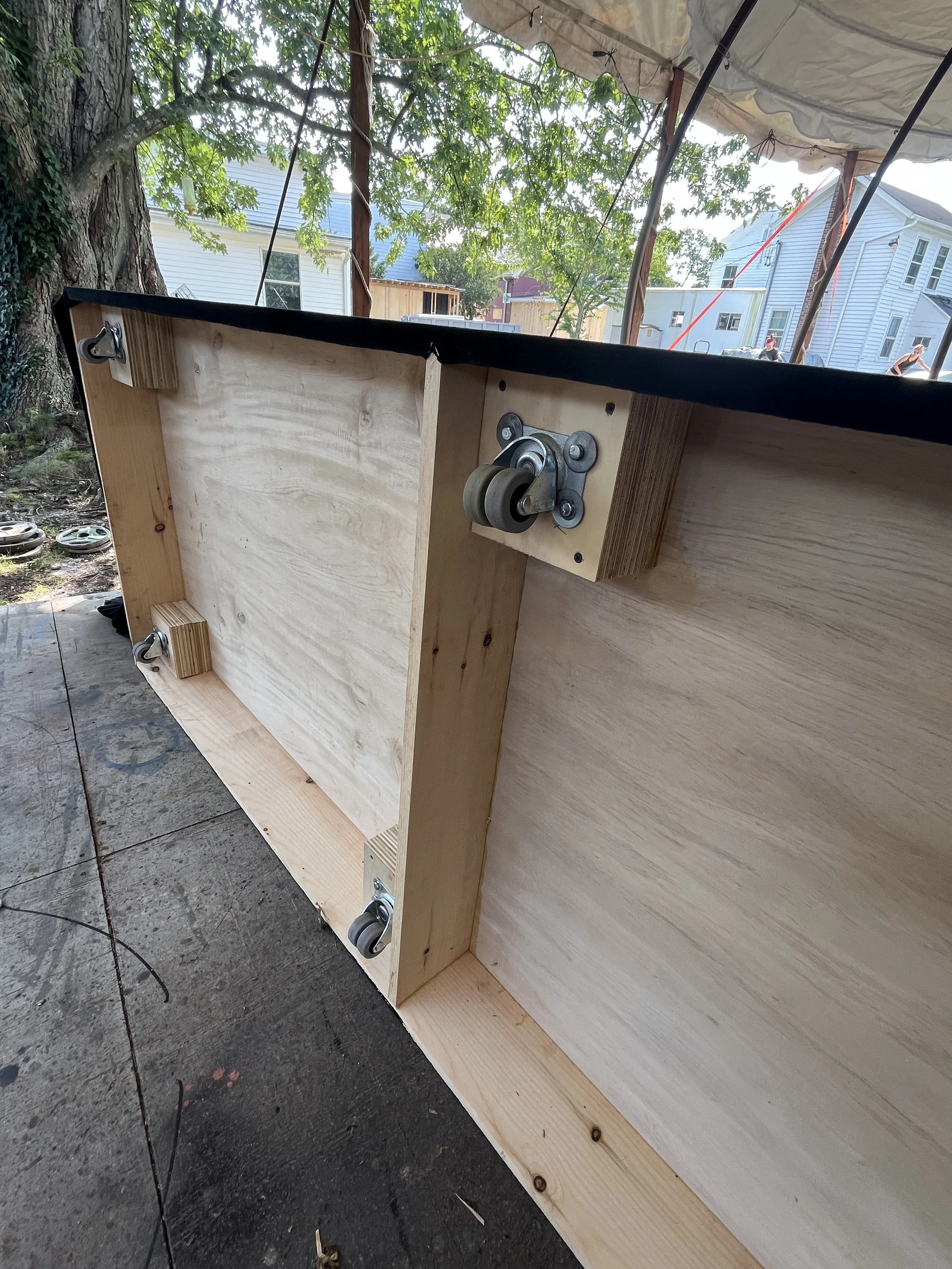 Castered Carriage Platform for Cinderella Jr, Upholstered in Black Velour