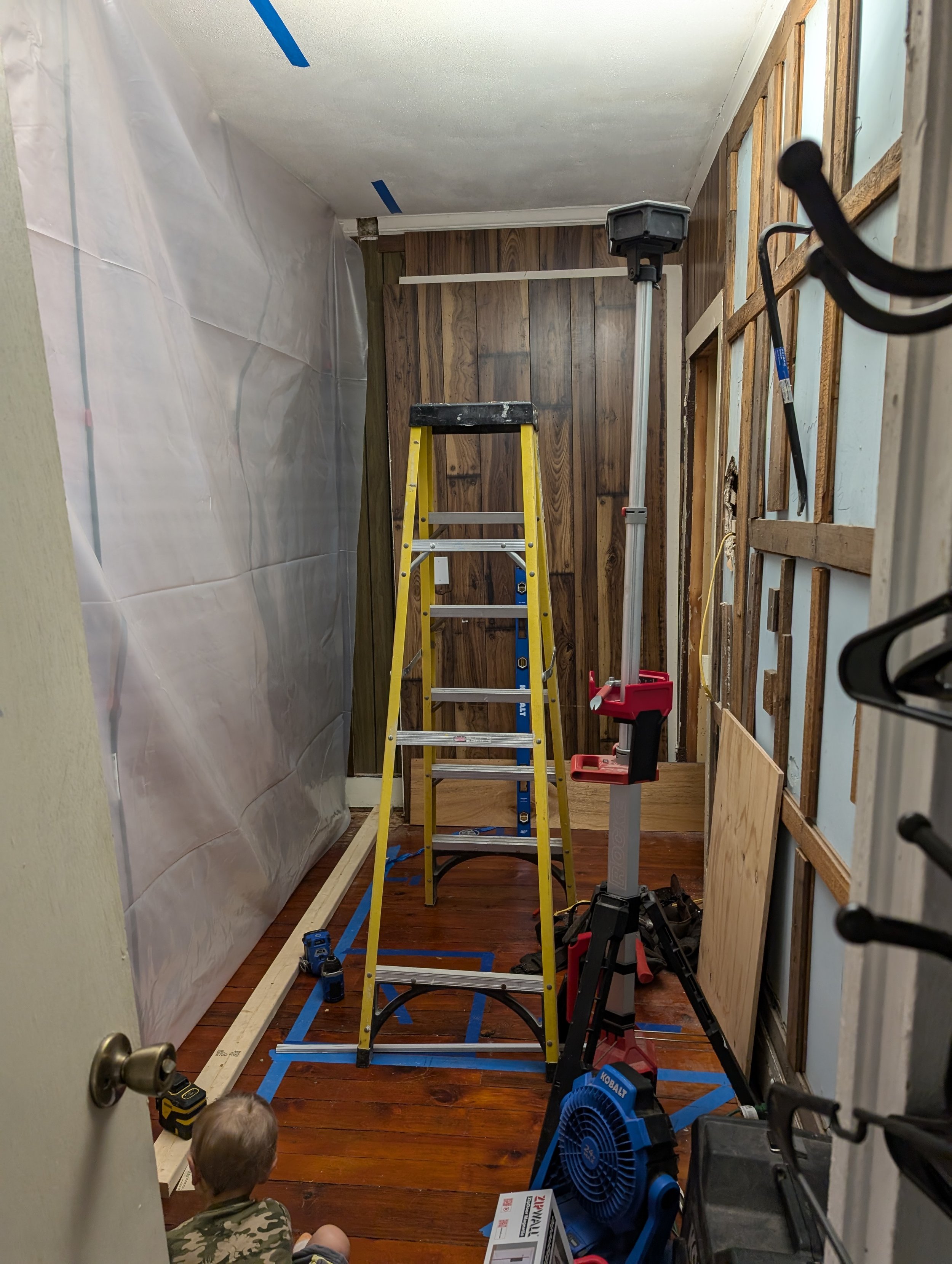 Plastic Room Separation to Lessen Plaster Dust