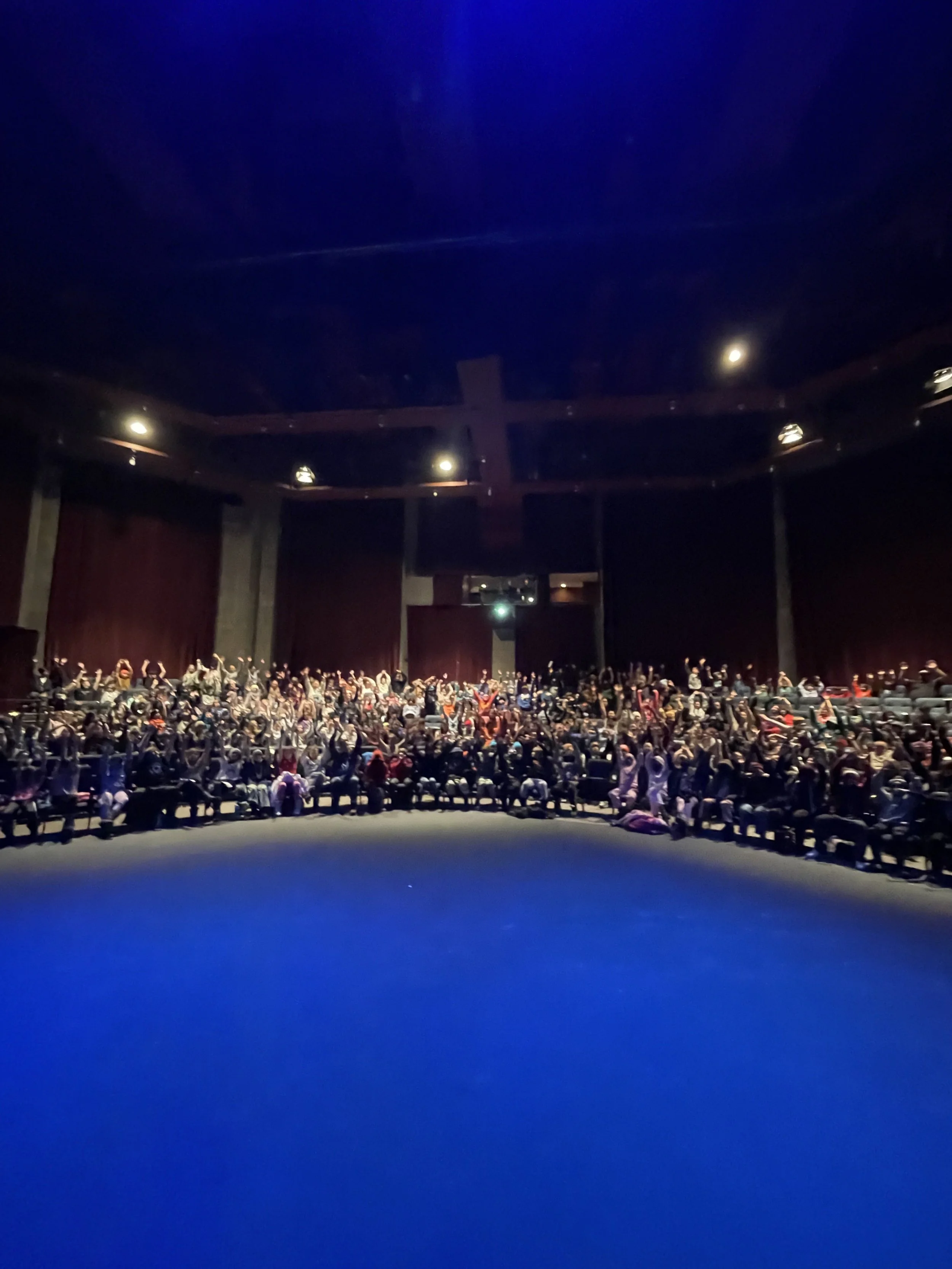 un public de cinéma, les mains en l'air