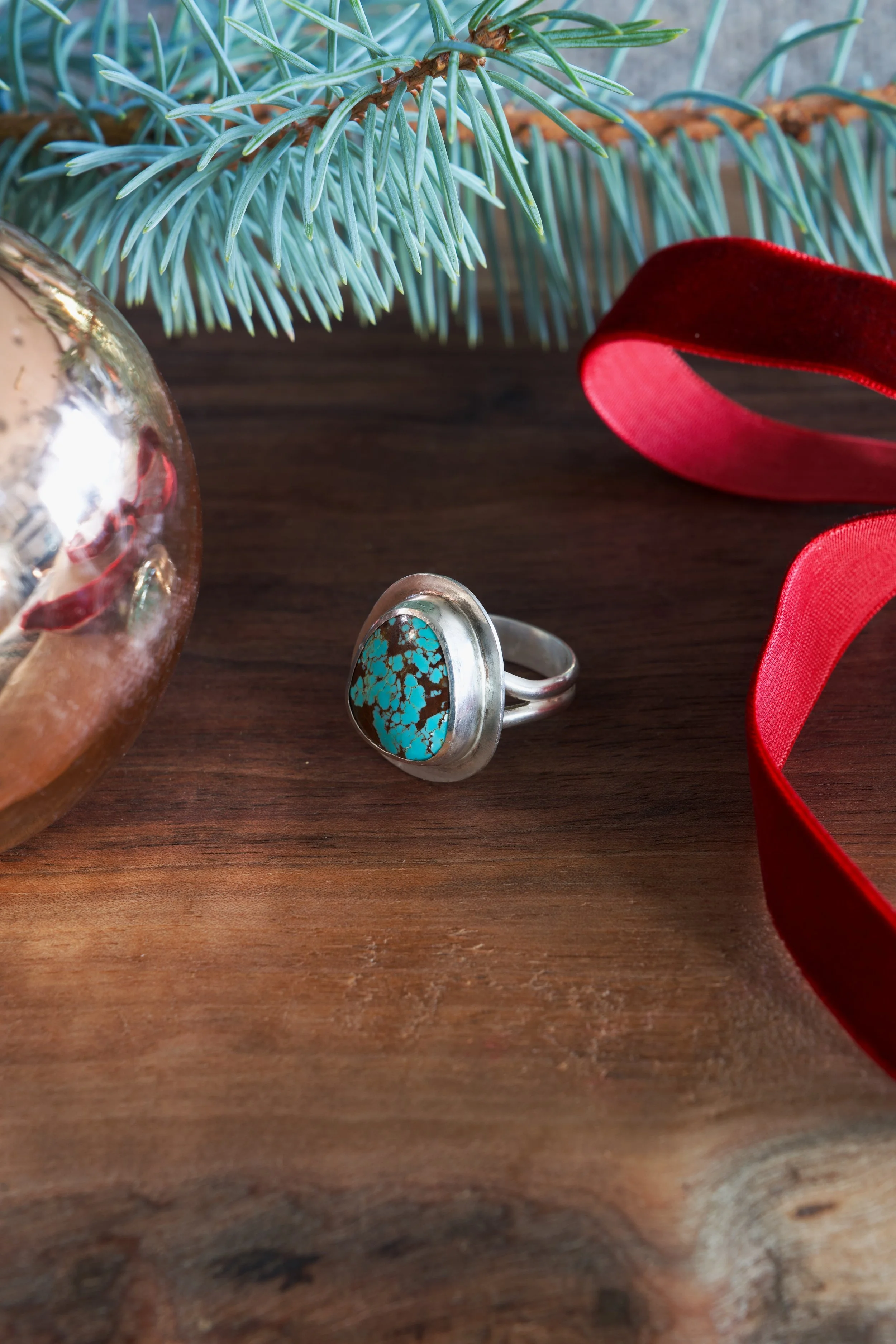 Number 8 Turquoise Flat Border Ring