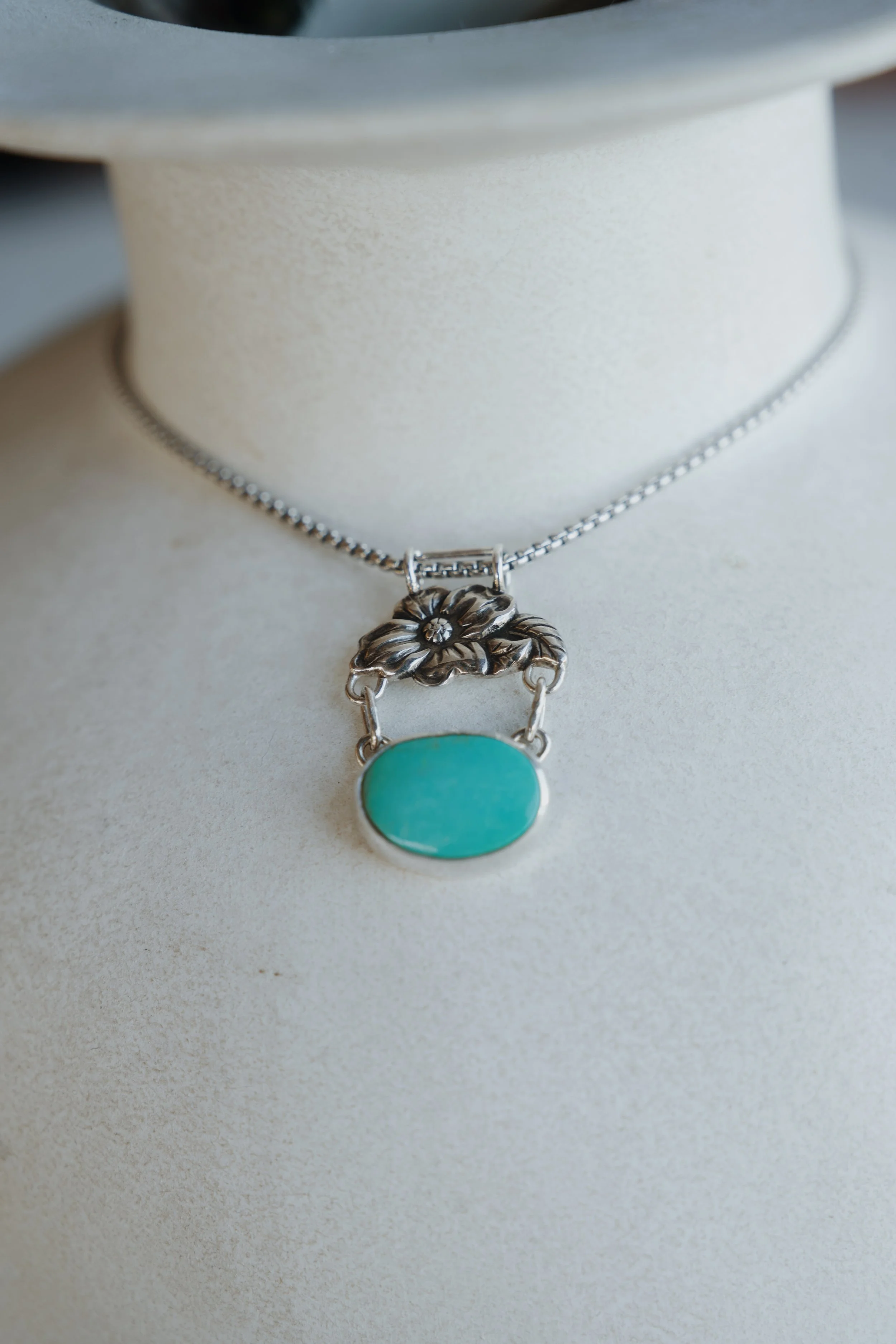 Number 8 Turquoise Dogwood Pendant