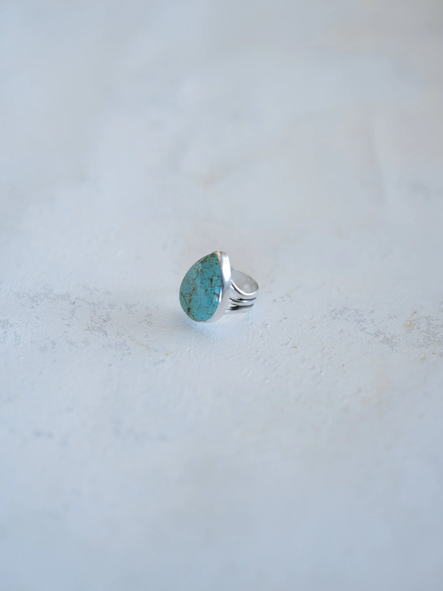 Number 8 Turquoise Speckled Teardrop Ring