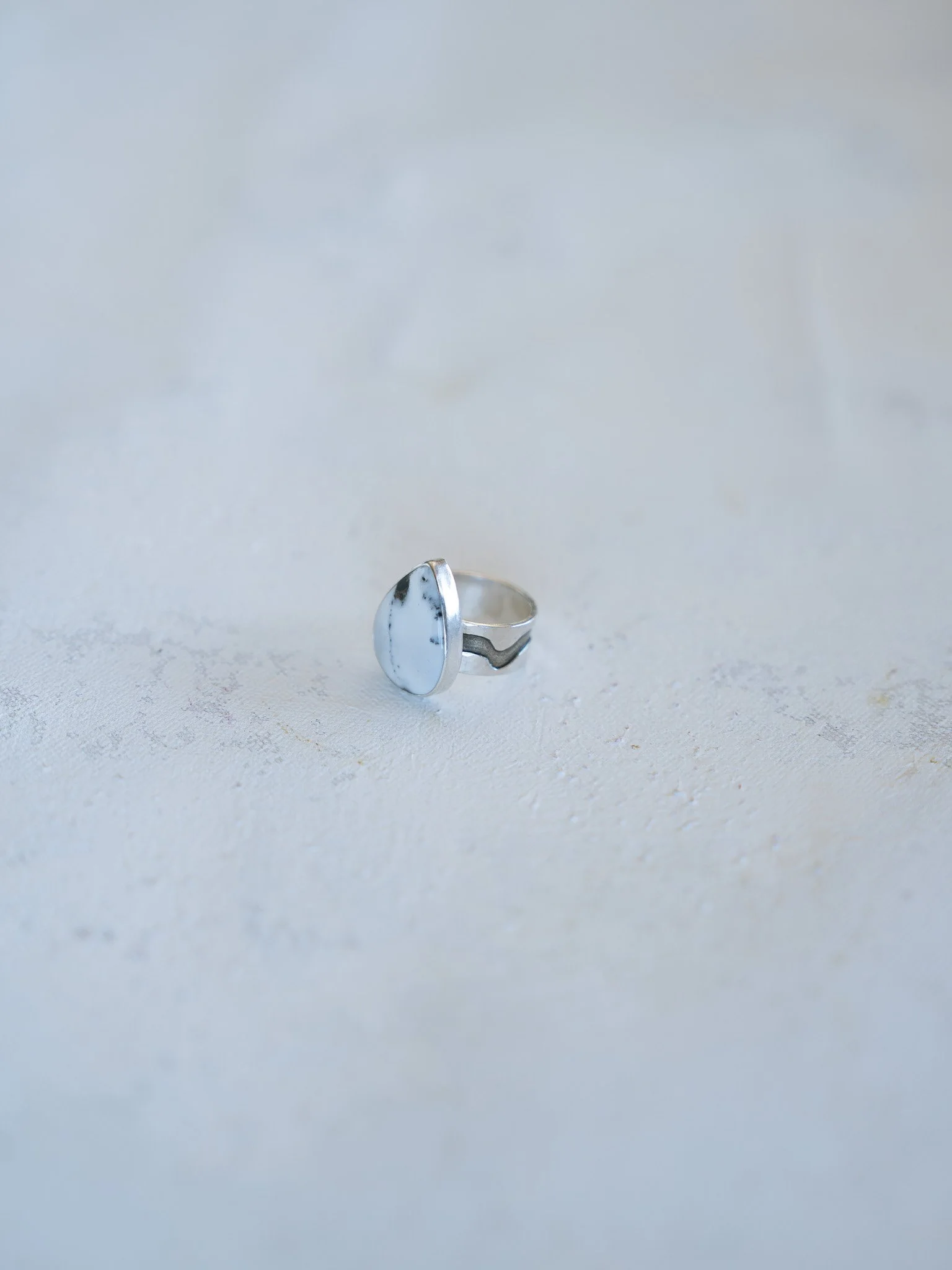White Buffalo Turquoise Winding River Ring