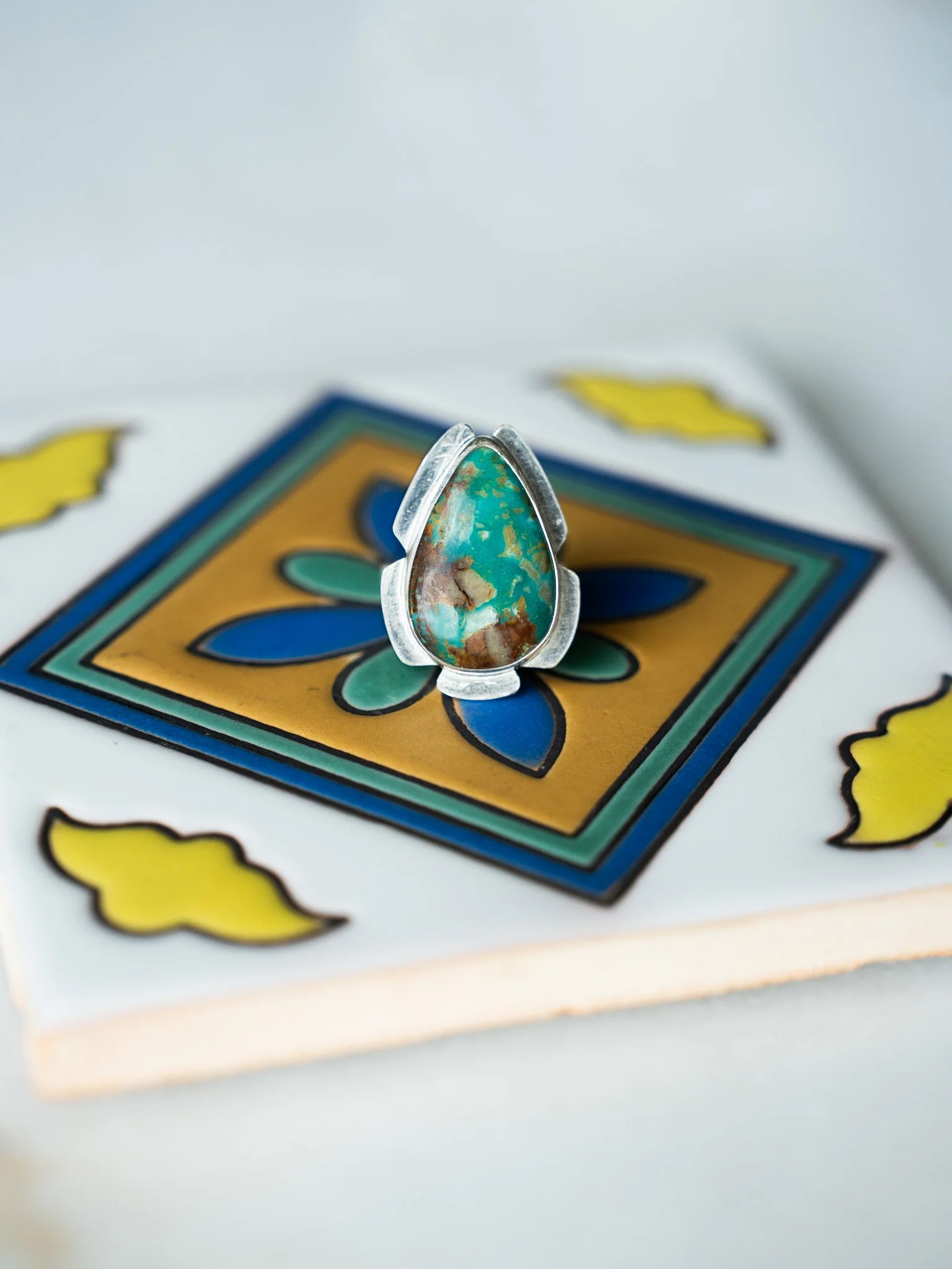 Pilot Mountain Turquoise Teardrop Ring