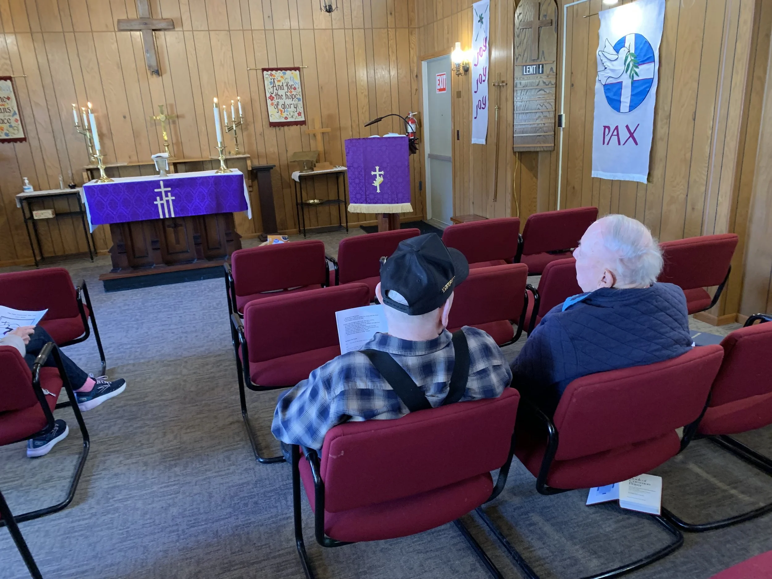 Chatting after worship