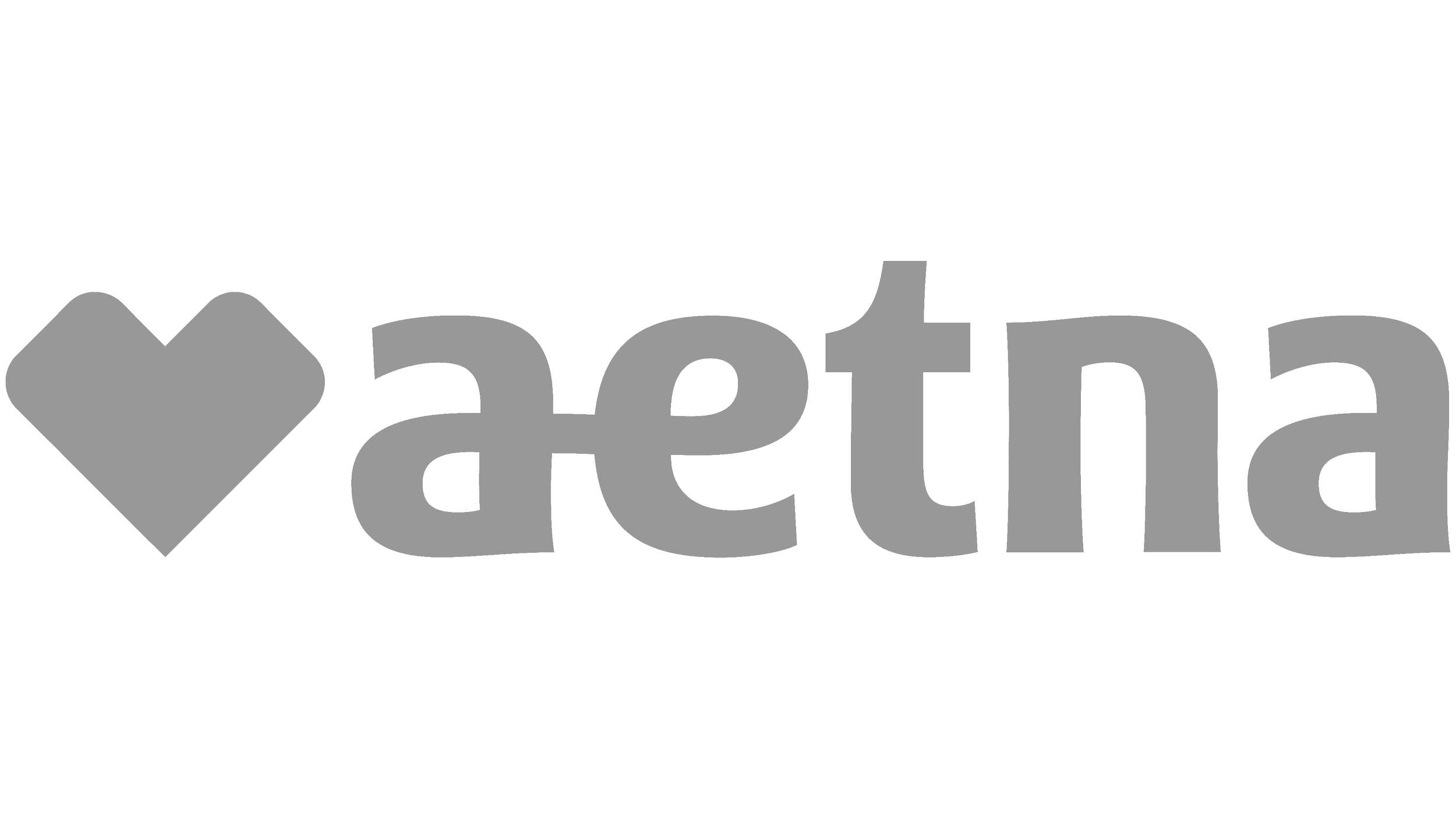 A logo with a gray heart symbol followed by the word 'aetna' in lowercase gray letters.