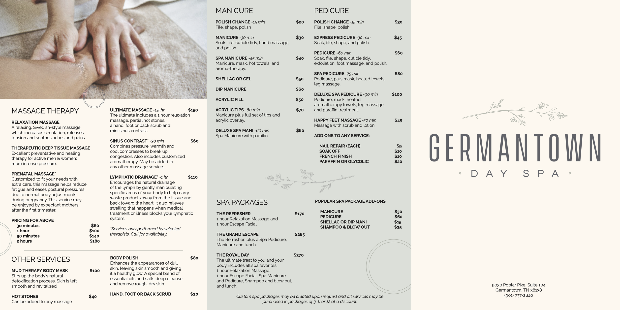 A Menu Refresh for Germantown Day Spa