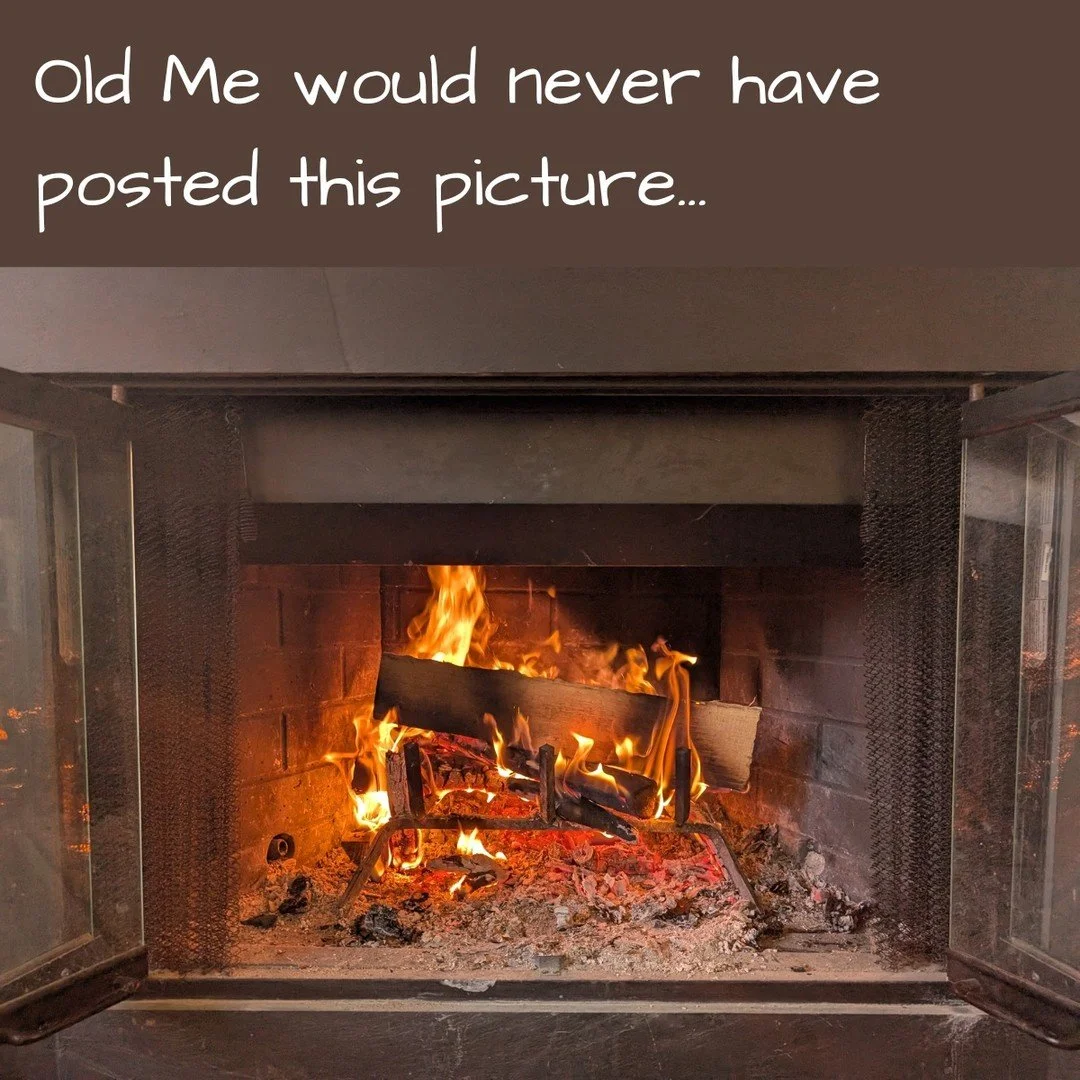 As I was building a fire this weekend, I started thinking up a poetic metaphor about a perfectly beautiful, blazing fire. And that what you don't see is the time and patience it took to build it.

Or.

I can show you the imperfect view.

The ashes.
T