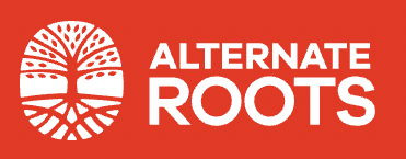 Alternative Roots logo featuring a stylized white tree inside a circular shape on a red background
