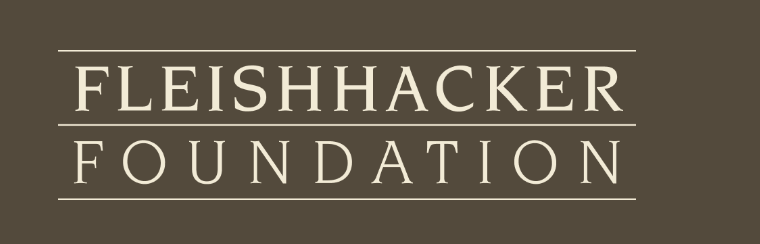 Fleishhacker Foundation logo in cream lettering on a dark brown background