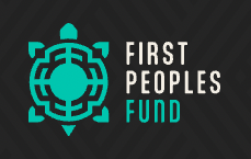 First Peoples Fund logo with a turquoise geometric emblem and white and turquoise text on a dark background
