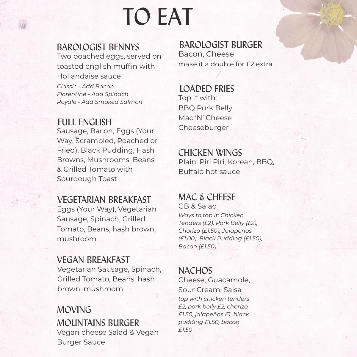 harrogate arms bottomless brunch menu