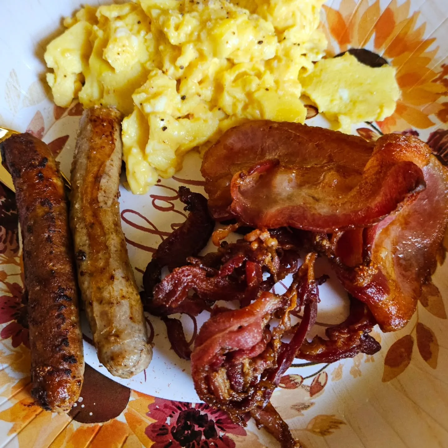 I don't usually eat before noon, but I have friends staying with me and their eating habits are different. Flexibility is important and it's something I need to work on. I'm grateful for this nourishing plate and friends to enjoy it with!

Lamb bacon