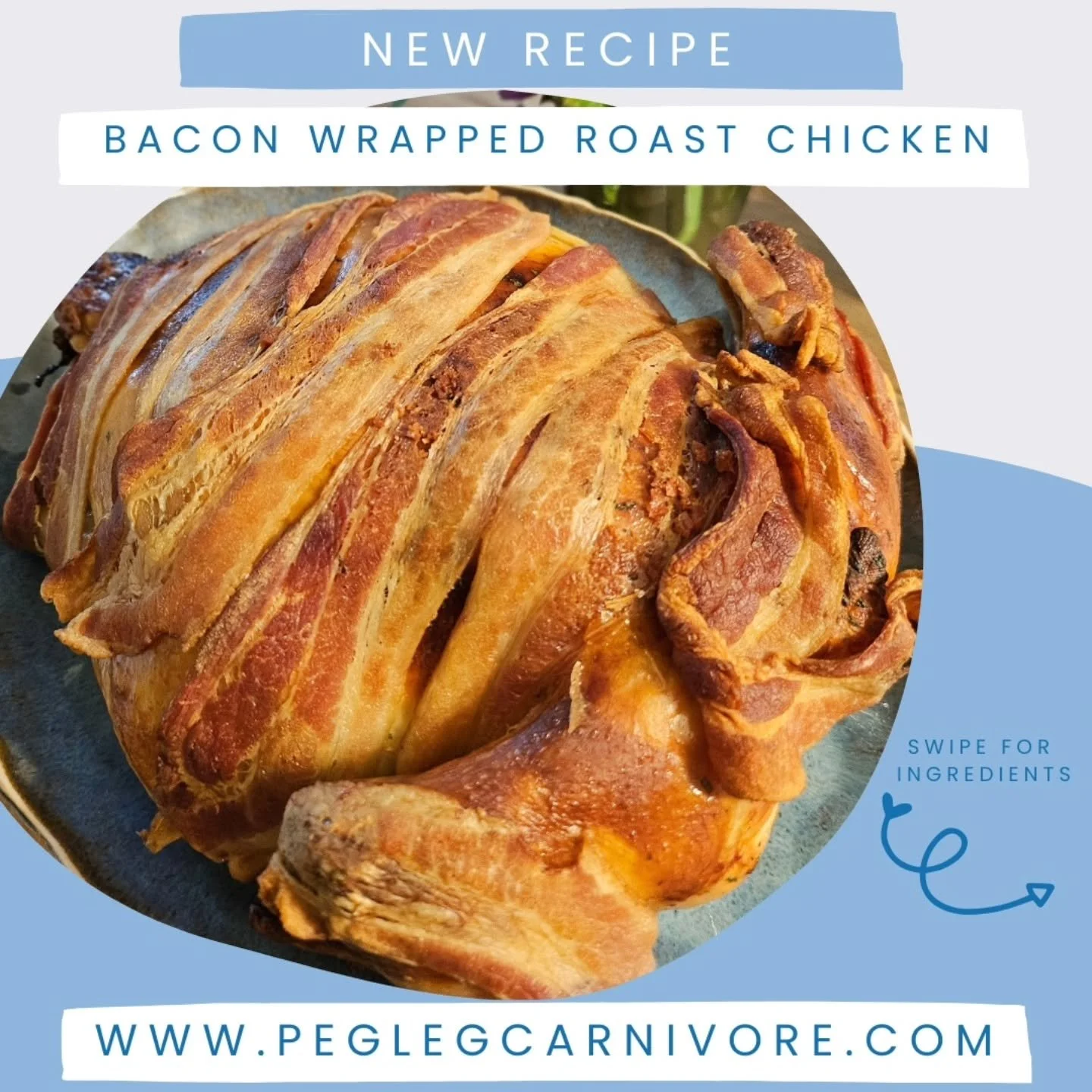 I kept cooking whole chickens and only eating the legs and wings because the breasts would always come out so dry. Well, this simple solution solves that problem: wrap that baby in bacon! Now the entire bird is full of flavor, a bit more fat, and sat