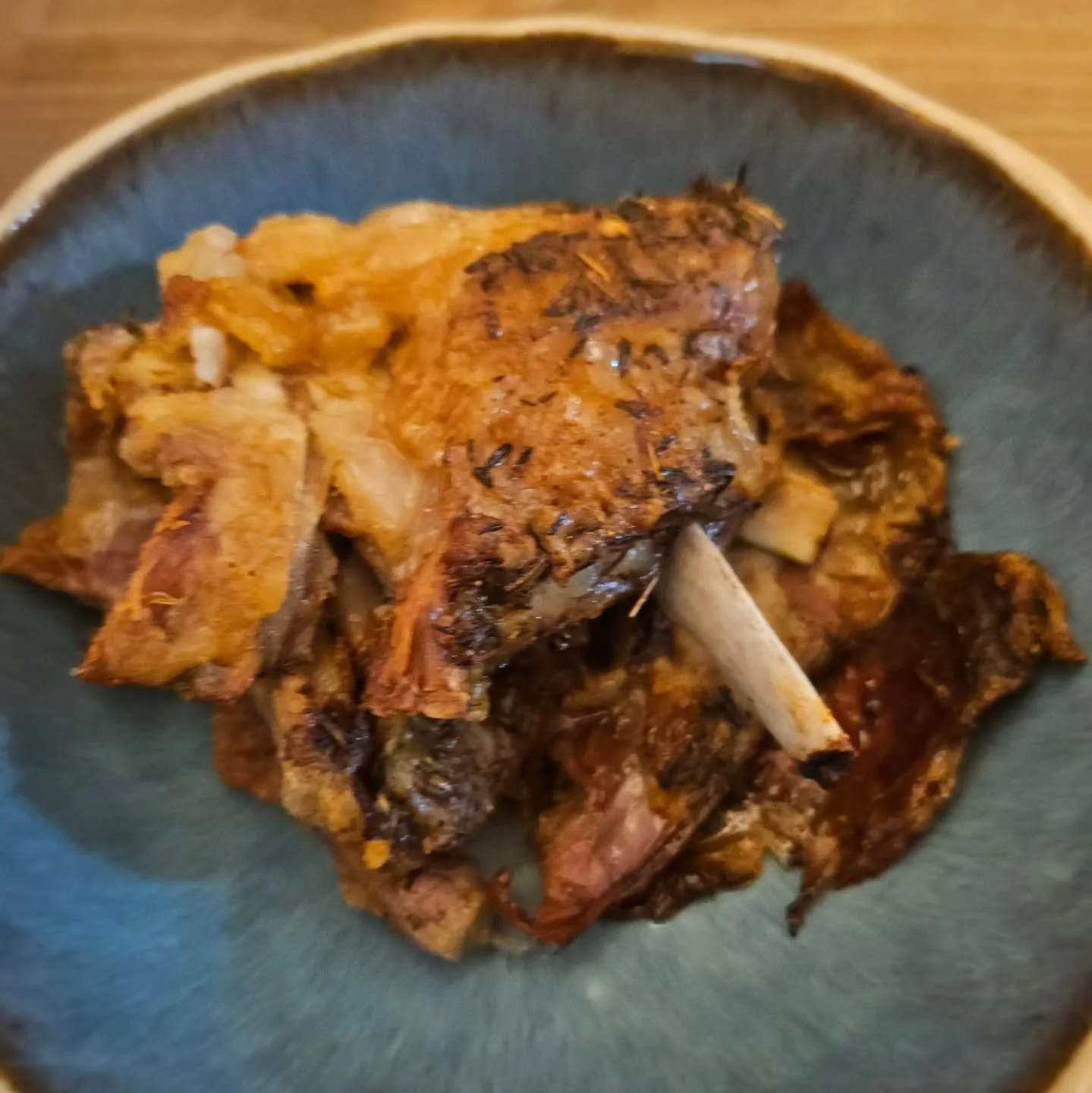 A delicious bowl of lamb breast! If you've never had lamb breast, it's very fatty - and incredibly flavorful. 

I marinated it for a few days in a Greek spice blend then cooked it at 250⁰ for five hours. Lastly, I chopped it up and air fried it at 40