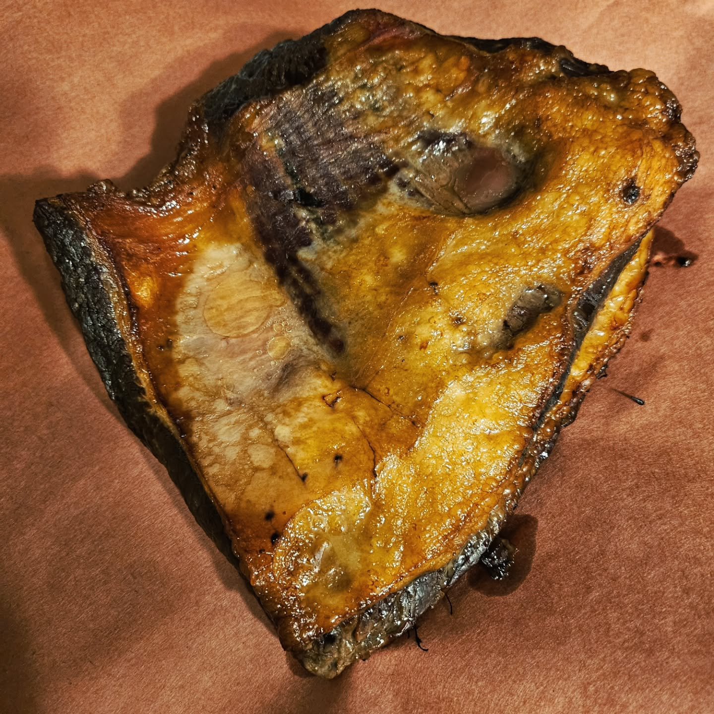 Came home from work and took this bad boy out of the smoker! It's a 5&frac12; pound grass-fed and finished brisket from @sevensonsfarms 🐄 I smoked it at 225⁰ for six hours and chose pecan wood chips this time, and I like the flavor as much as the me