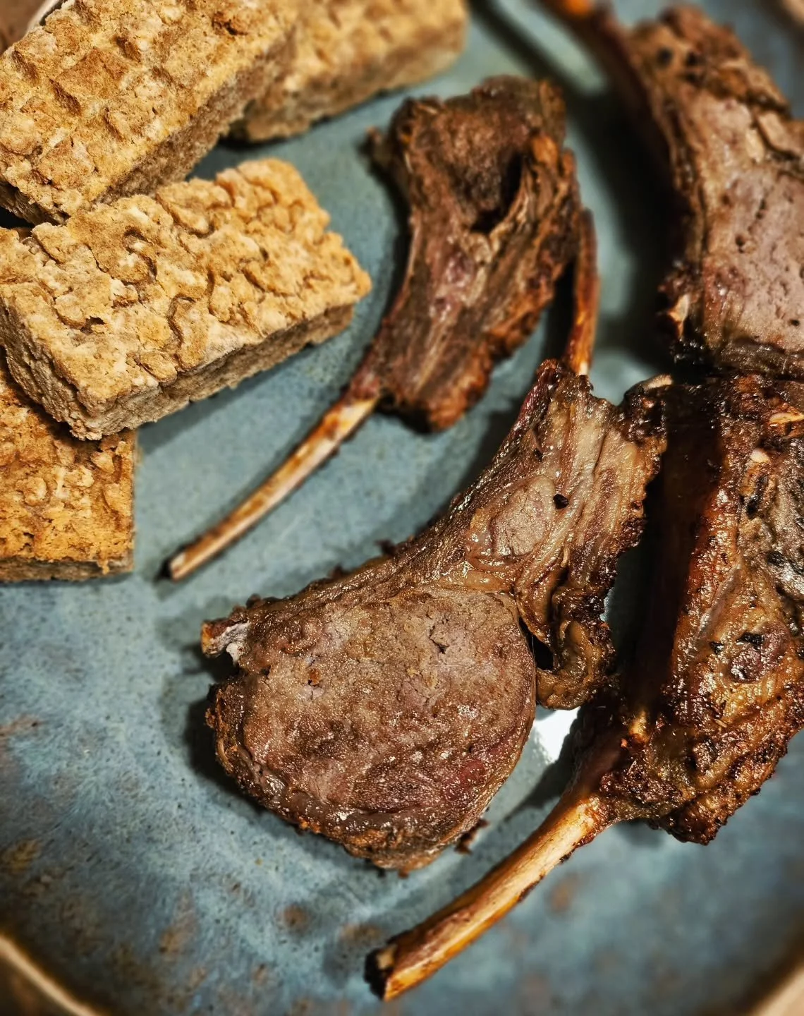 I found a baby rack of lamb on sale @walmart and snatched it up! I seasoned it with @greek_village_market homemade Greek seasoning and plenty of fresh garlic, then air-dried it to crispy perfection. 

For dessert, some of my Ketovore cookies shaped i