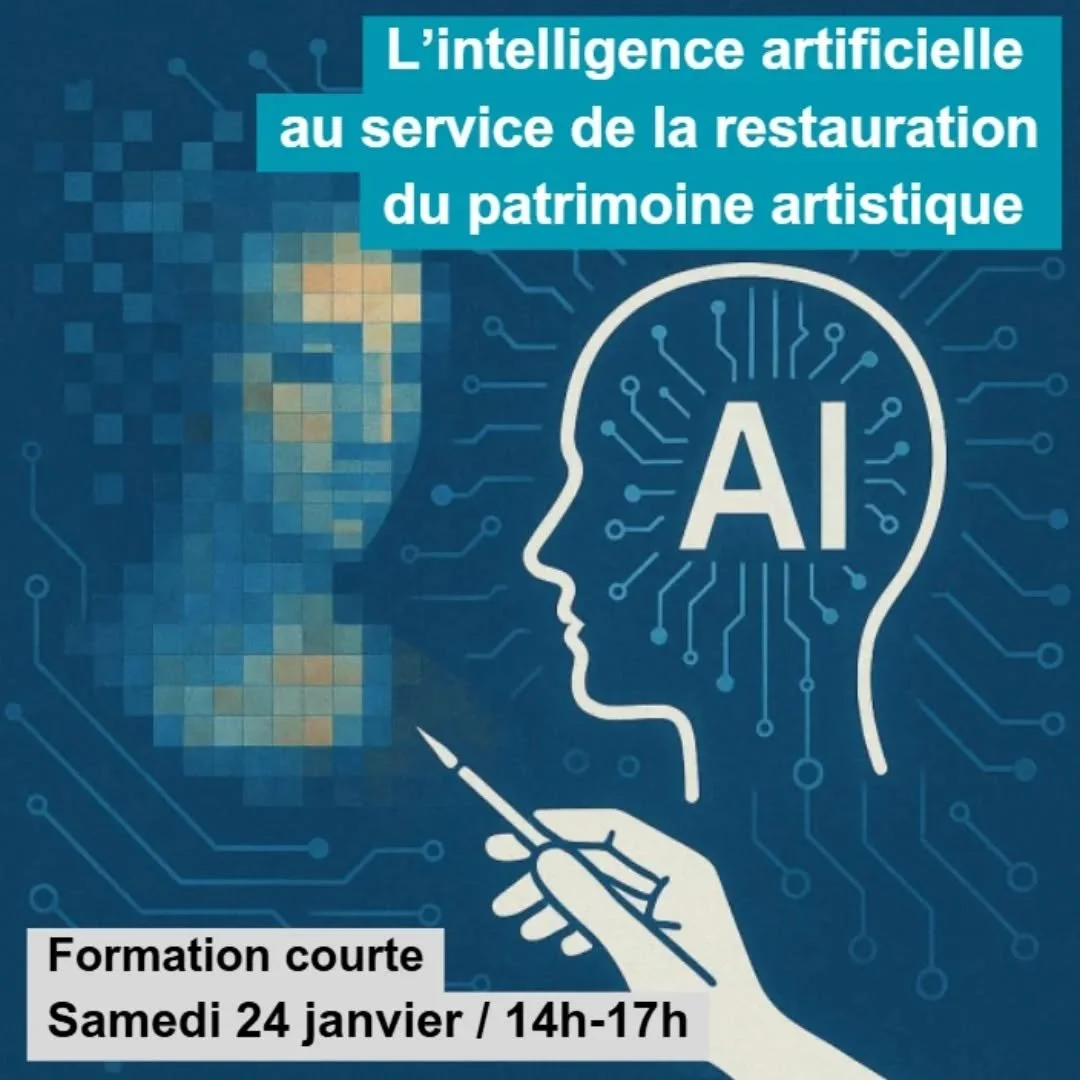 ▶️ Nouvelle formation courte &ndash; IA &amp; Restauration du Patrimoine
🗓 Samedi 24 janvier 2026 &bull; 14h&ndash;17h
📍 ATP-Formation &ndash; Viaduc des Arts, 3 avenue Daumesnil, Paris 12e.

Rejoignez notre session d&eacute;di&eacute;e &agrave; la