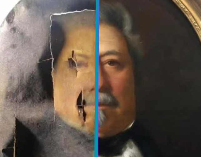 Restauration d’un portrait d’homme du XIXᵉ siècle