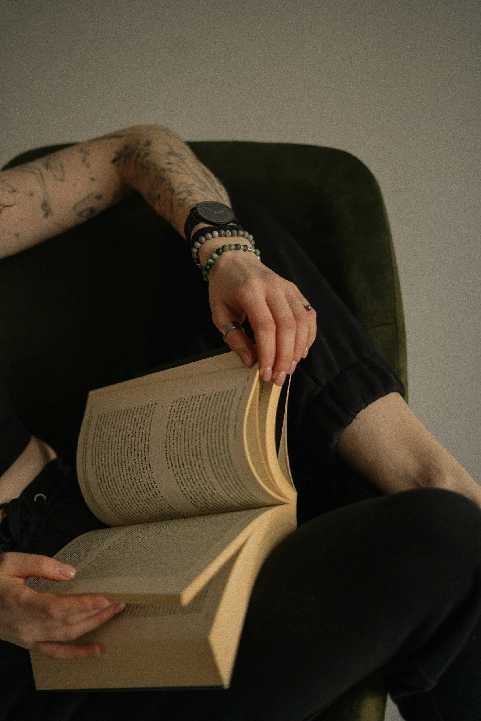 Adult reflecting during identity-affirming therapy