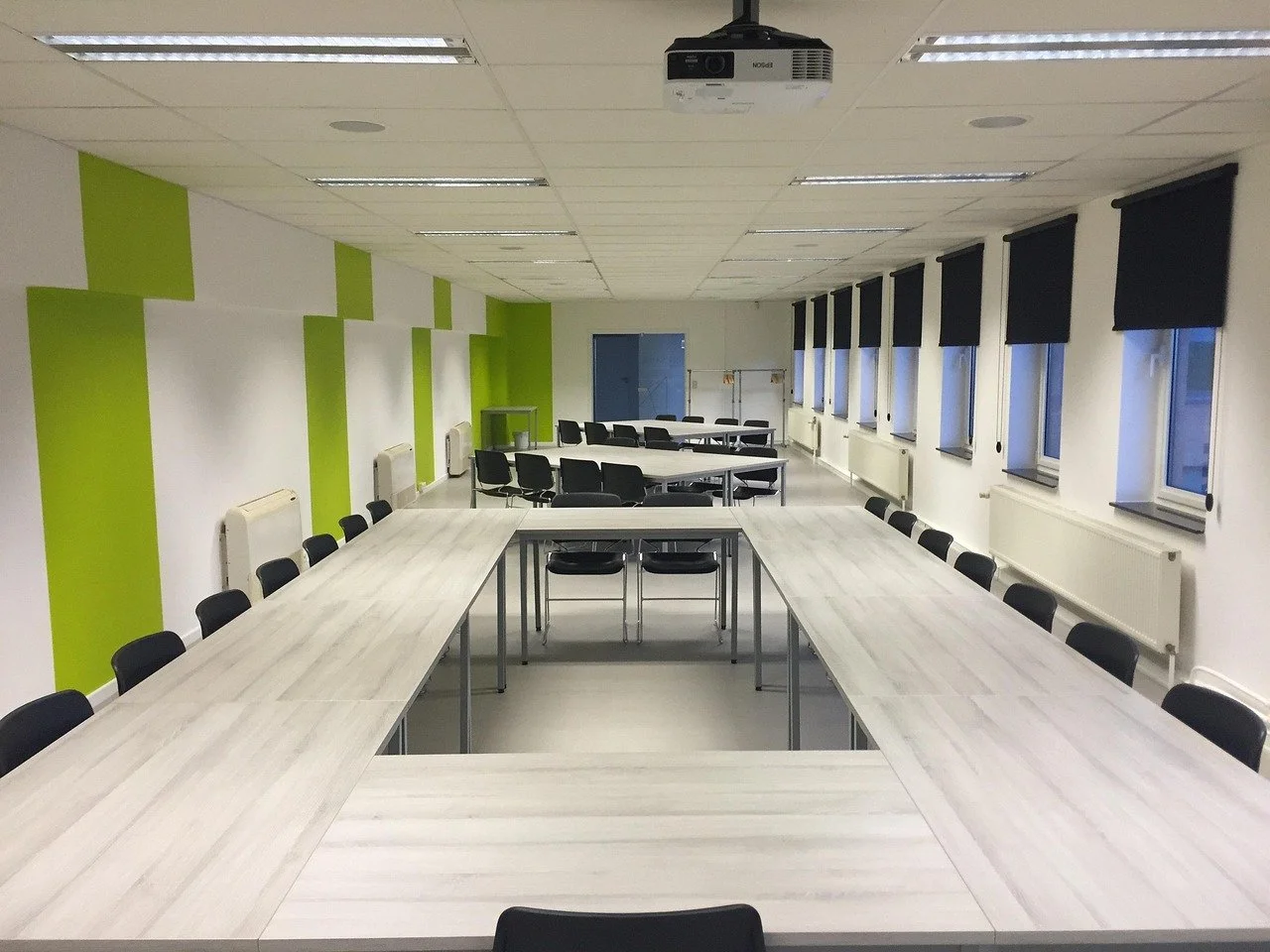 Well-maintained and hygienic business space with clean tables and floors