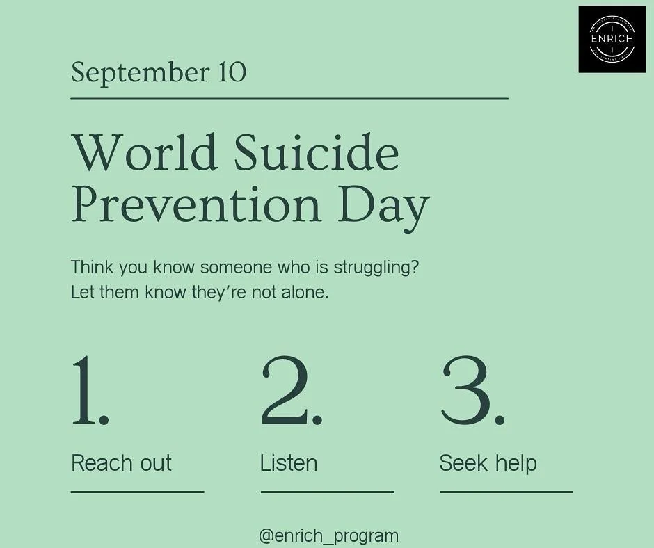 Today is World Suicide Prevention Day. Be sure to check in on those that you love! You never know the difference that reaching out could do for someone who is struggling. 

#foryou #worldsuicidepreventionday #mentalhealthawarenessmonth #ENRICH #black