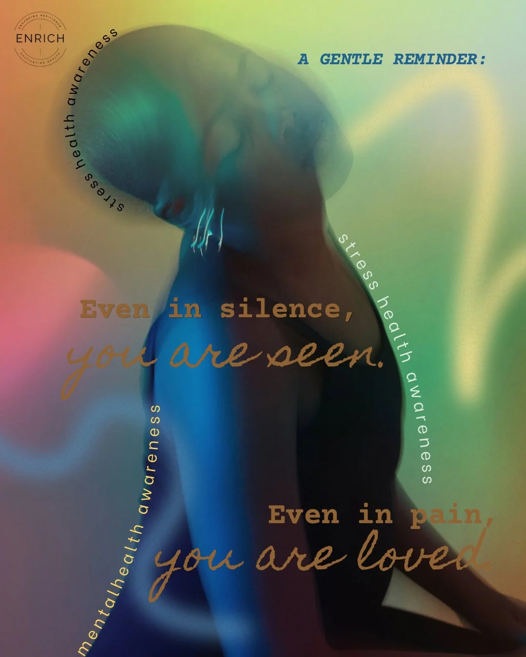 Even in silence, you are seen.
Even in pain, you are loved. 

#StressAwarenessMonth #MentalHealthAwareness #YouAreSeen #ENRICHProgram

#StressAwarenessMonth #MentalHealthAwareness #YouthMentalHealth #CommunityCare #ENRICHProgram