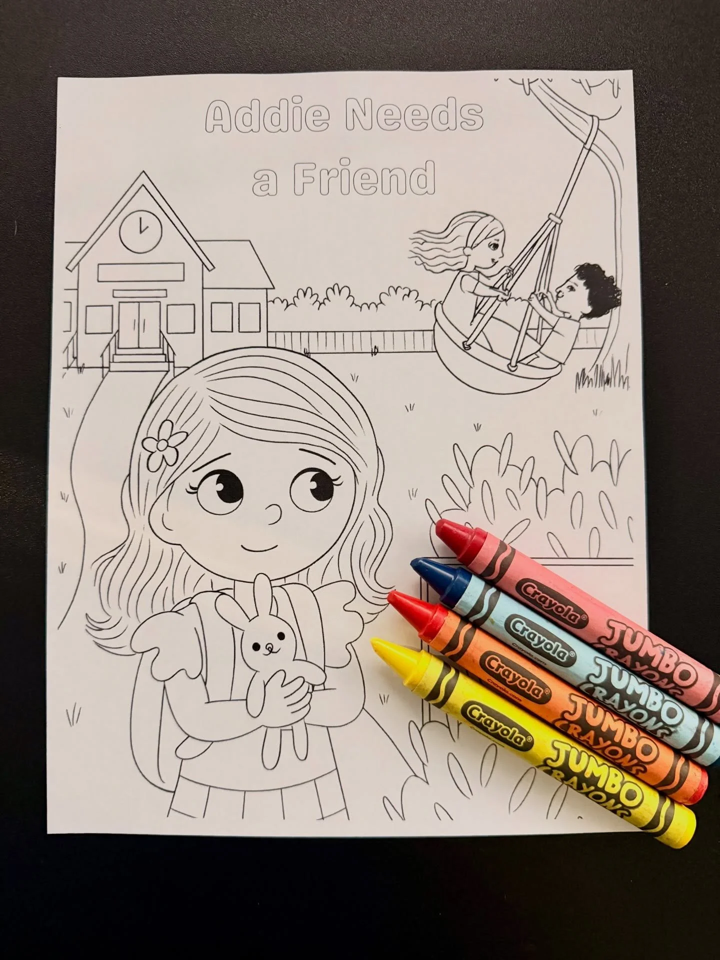 A little sneak peek&hellip; 👀 - our series is becoming a coloring book!
Scenes you already love, ready to be colored in your own way.

🖍️ 4 days until launch.

#AddieNeedsAFriend #ColoringBook #booklaunch