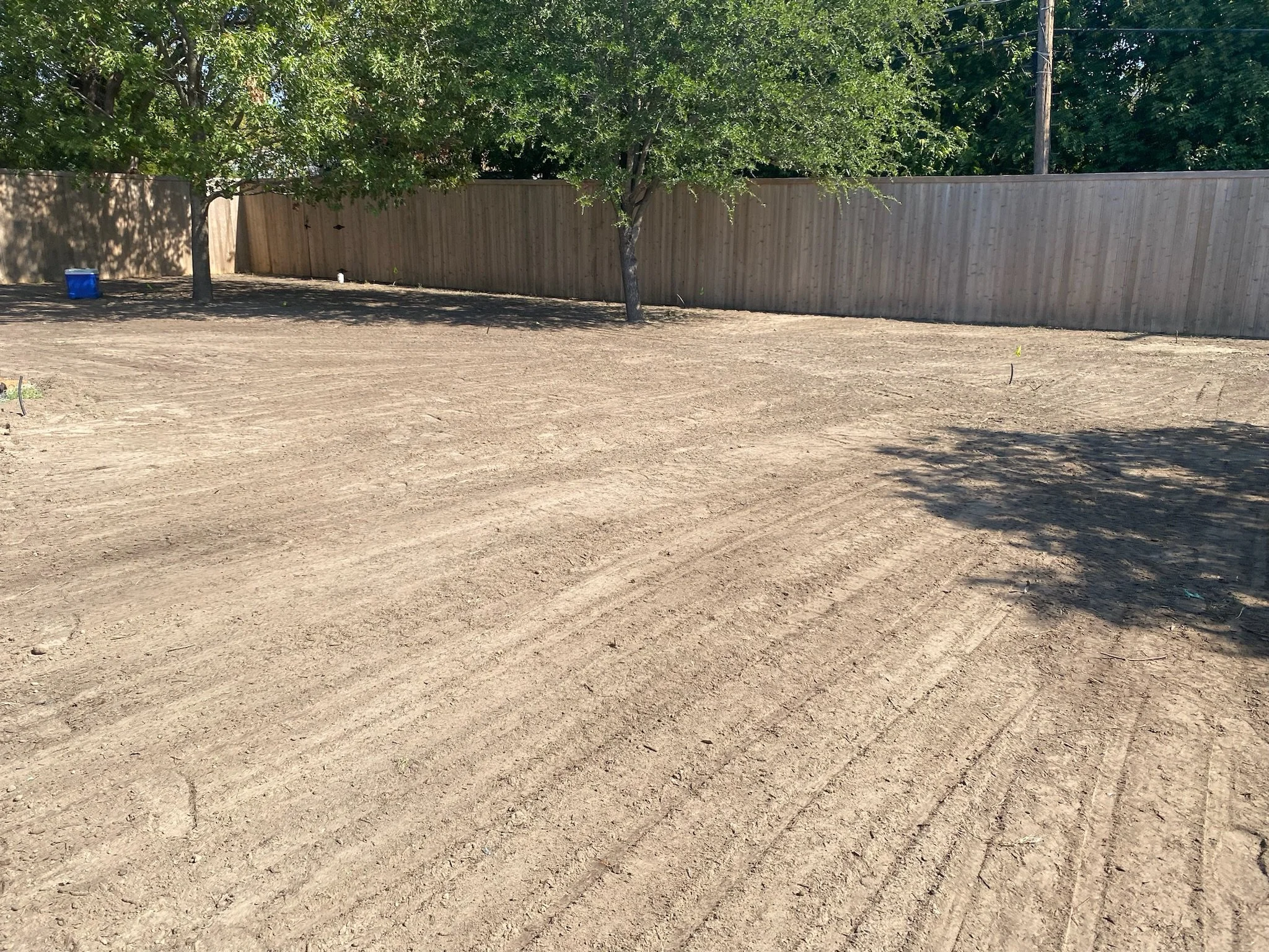 After: Dallas TX backyard showing completed landscape grading