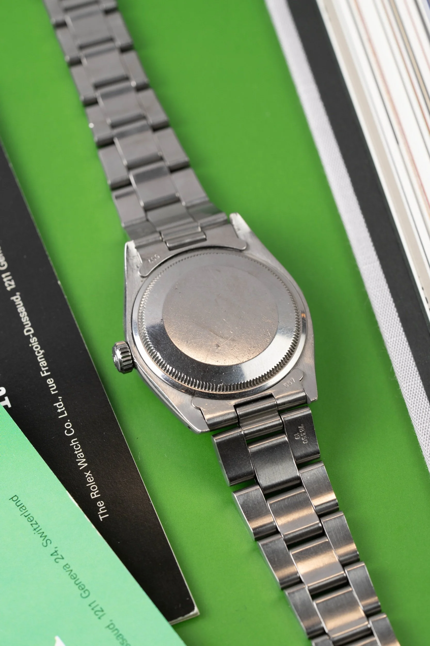 1979 Rolex Oyster Perpetual Date Ref 1500. Vintage stainless steel 34mm watch case back