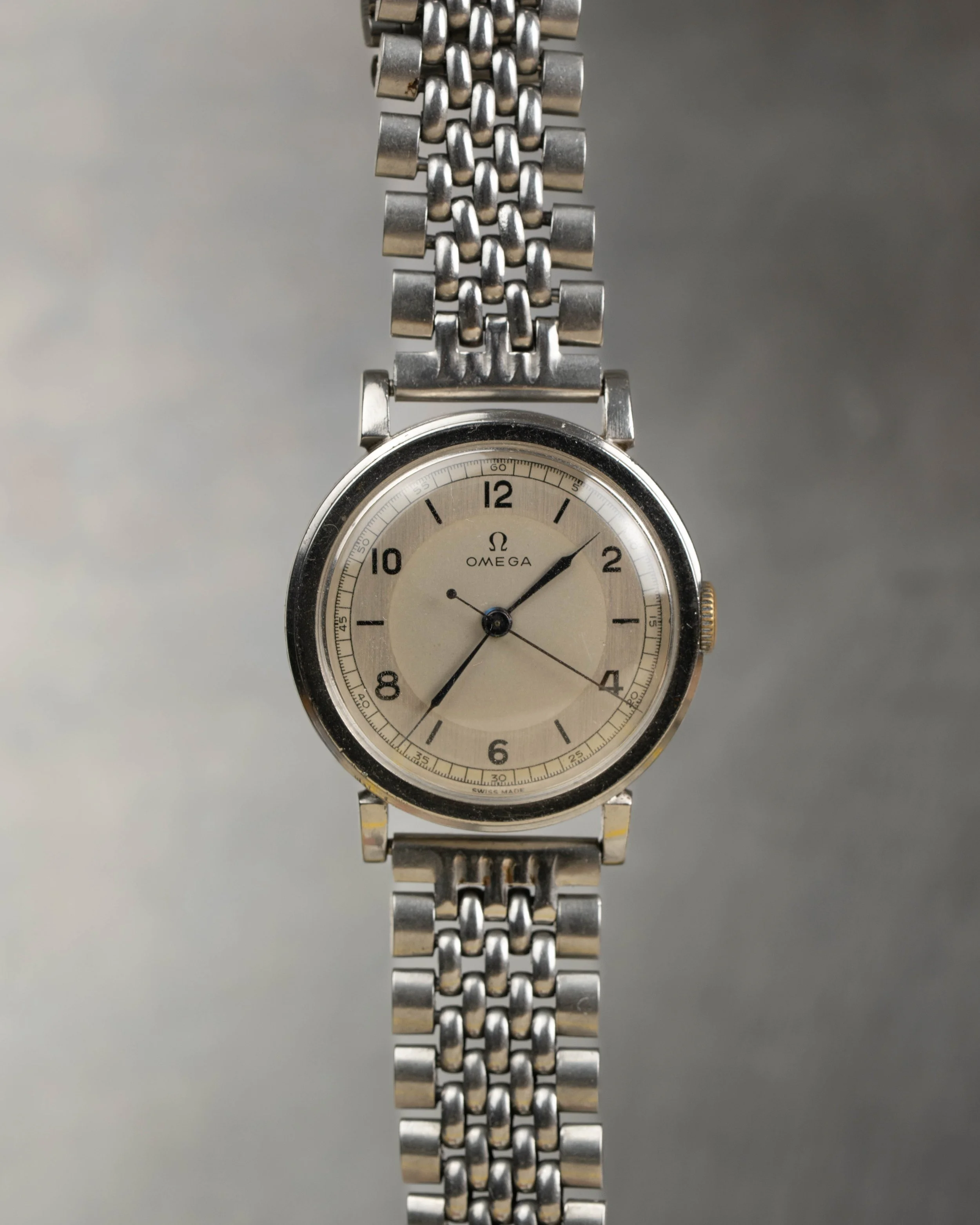 Vintage Omega Medicus Fagiolino watch. Steel CK2015 reference with oversized 35mm case and doctor's pulse track