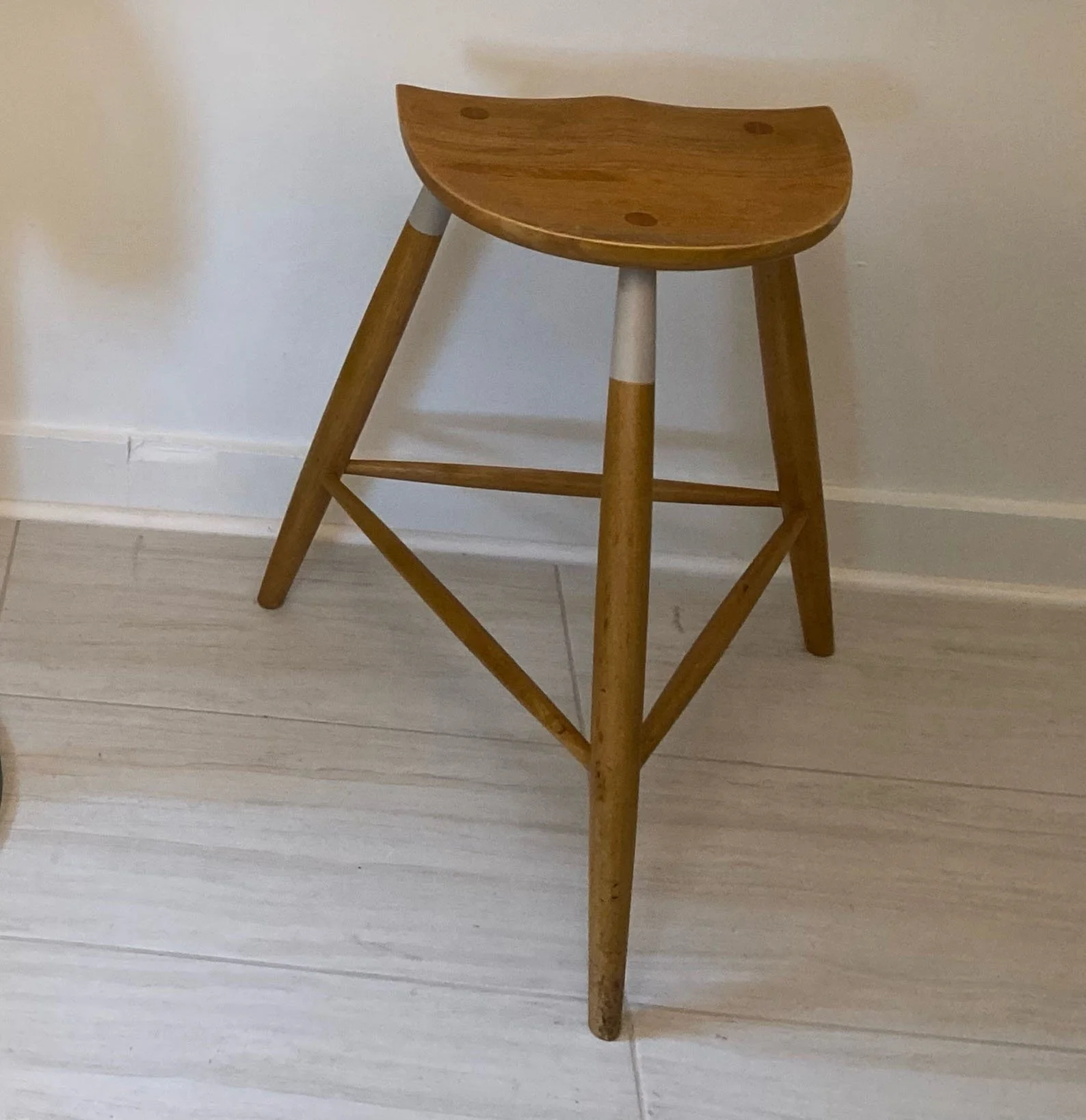 Article wooden bar stools with white accents - rental only