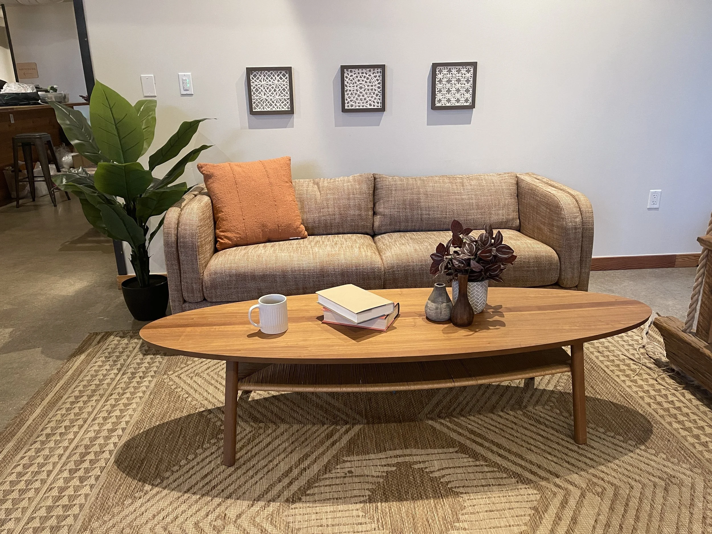Danish surfboard coffee table - rental only