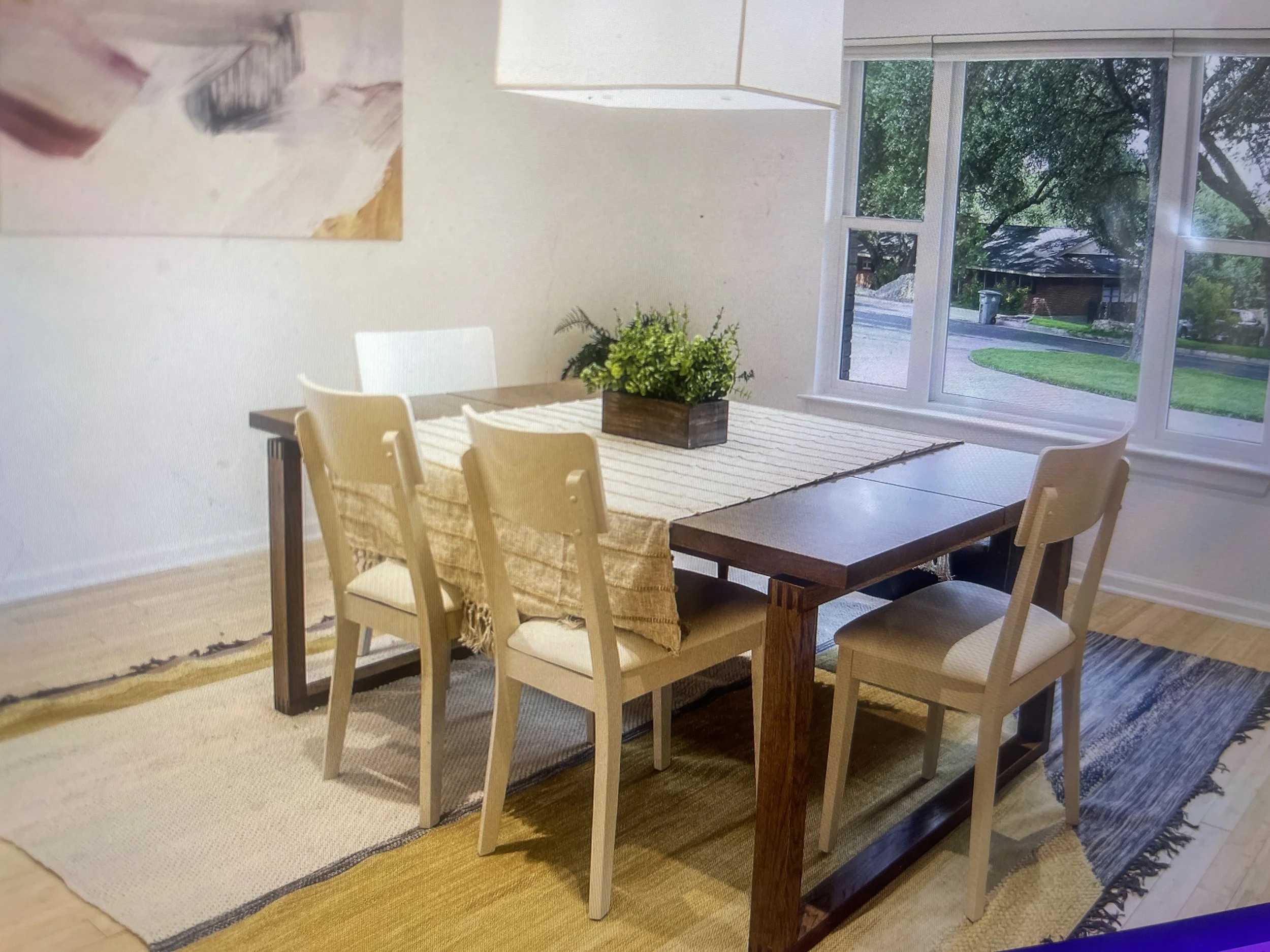 Oak veneer dining table - seats 6 - rental only