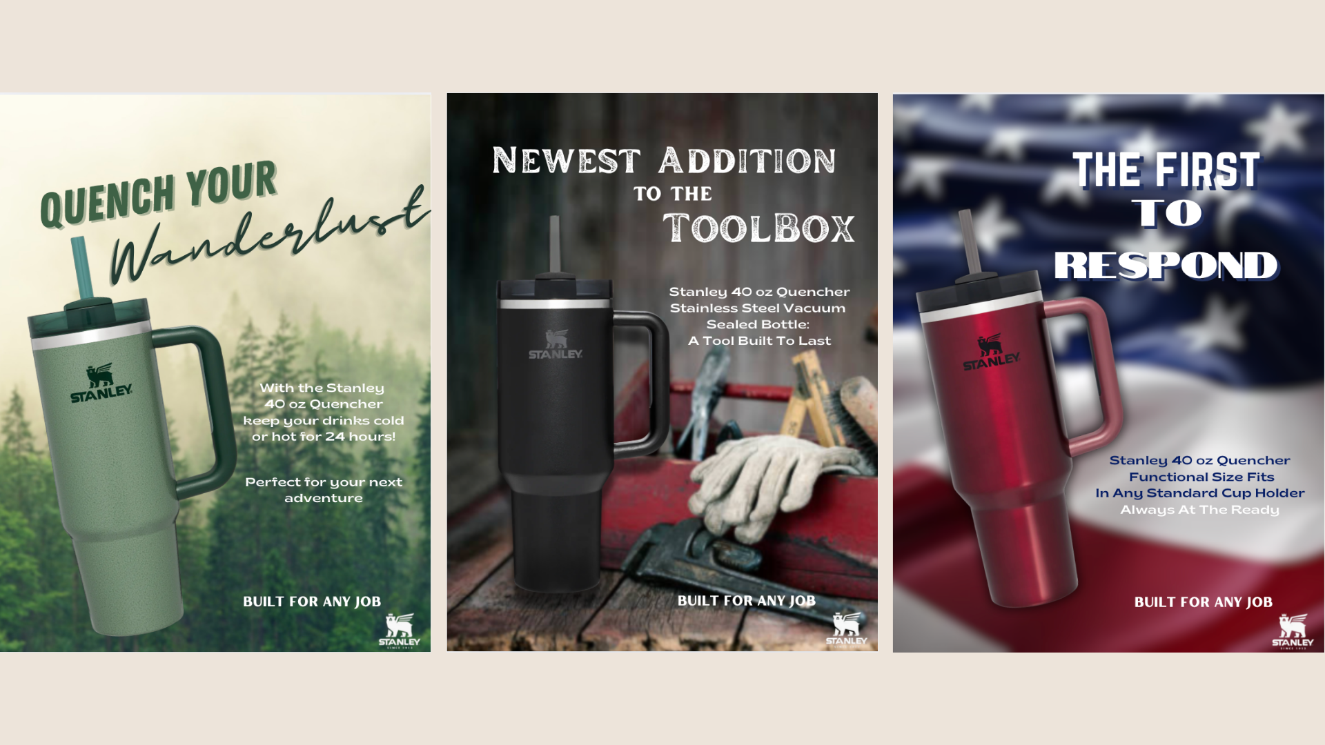 Creative Strategies Print Ads: 
Target Stanley cups to Men