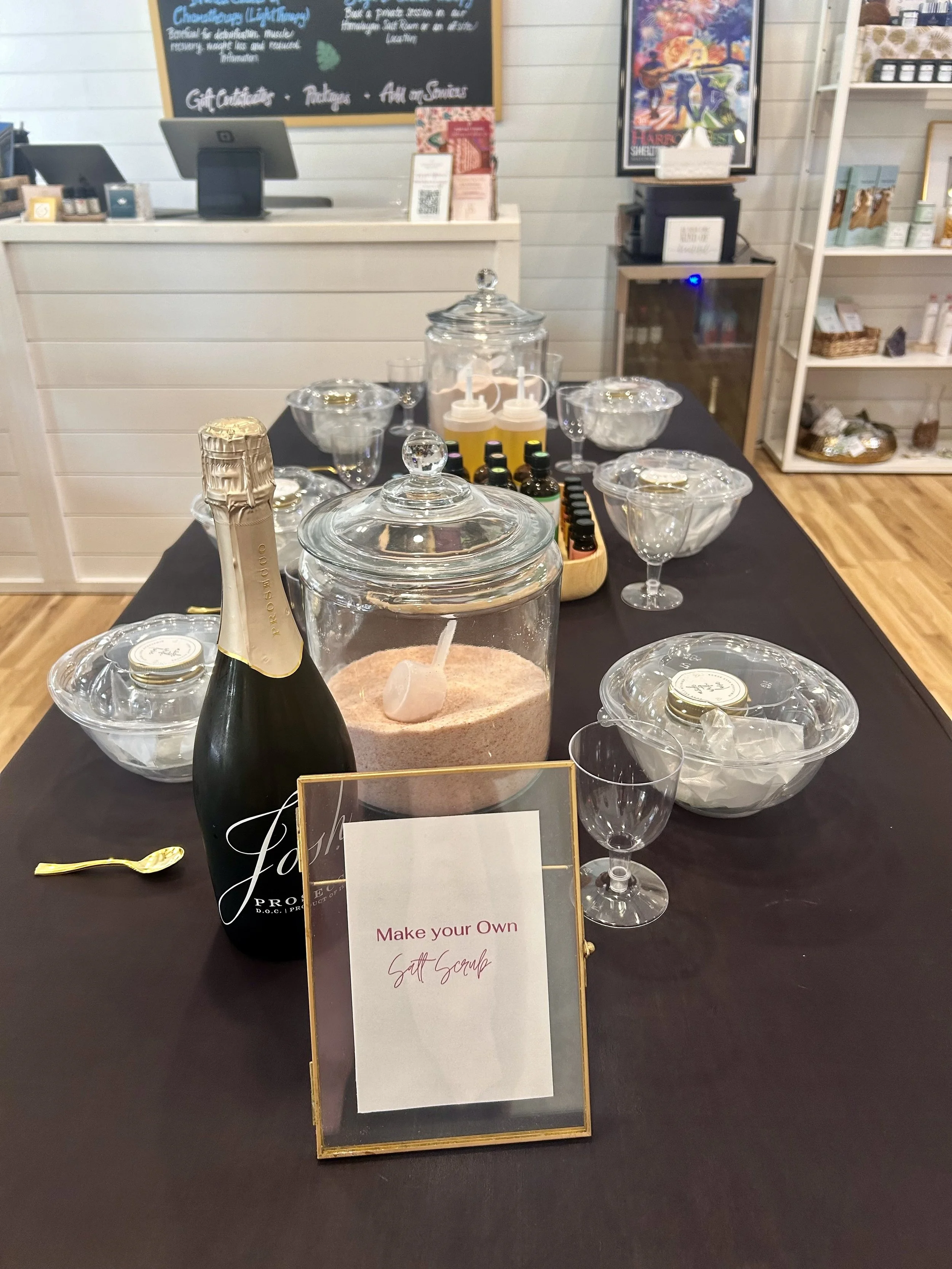 DIY himalayan Salt Scrub, wellness event, bachelorette, bridal services, mothers day services, birthday experiences, Himalayan Salt Room