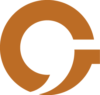 A stylized logo composed of a large brown letter G and a smaller G intertwined, on a black background.